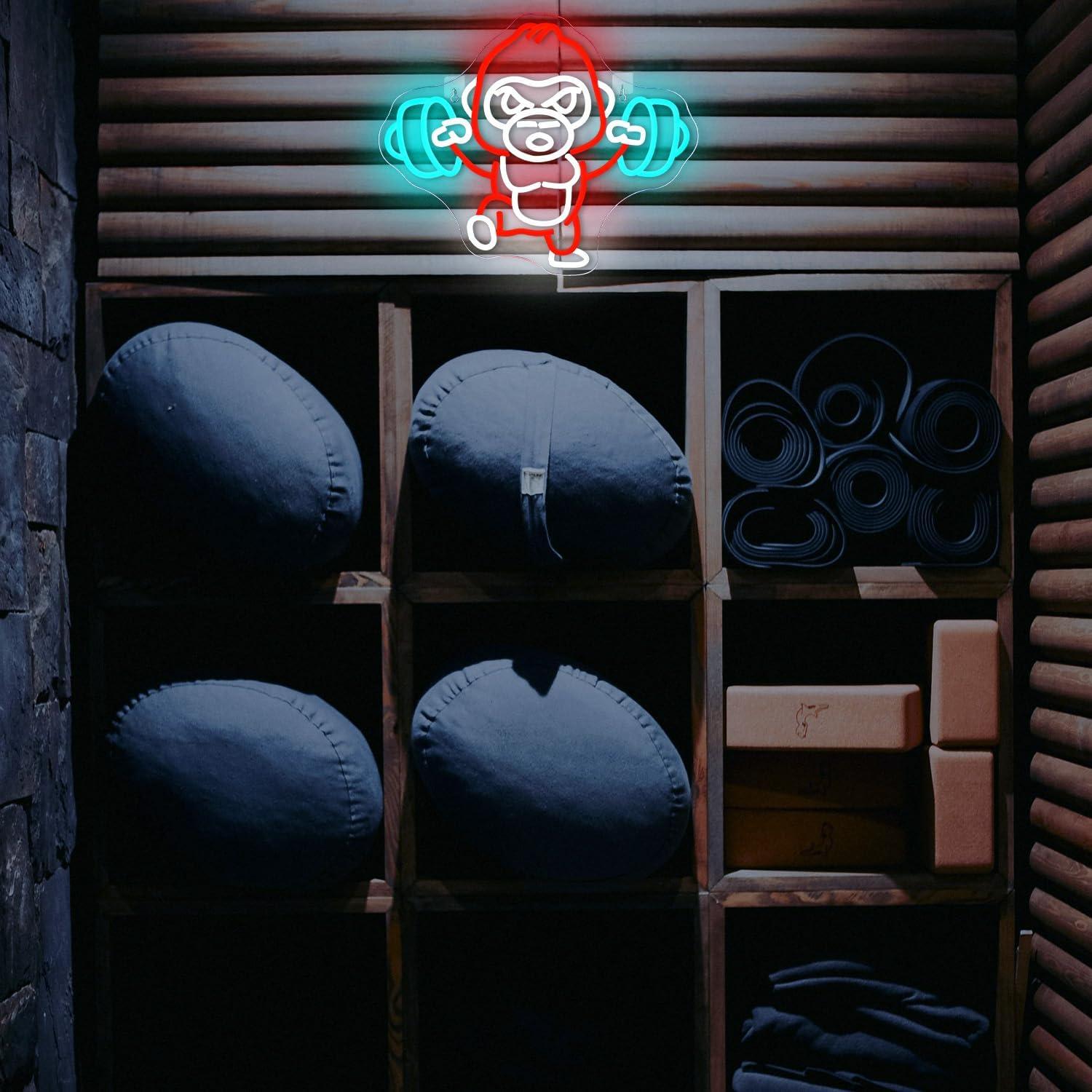 Cartel de Neón DREAMFORT Orangután Fitness 38x12cm