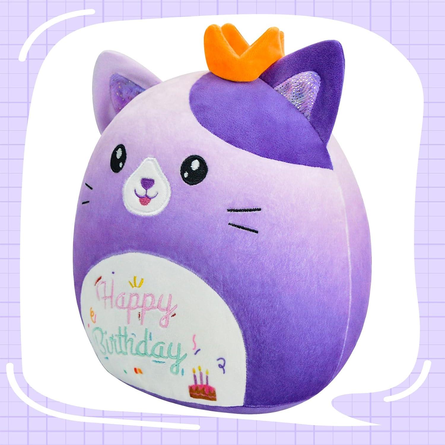 Juguete de Peluche Gato Morado 30 cm Almohada Kawaii