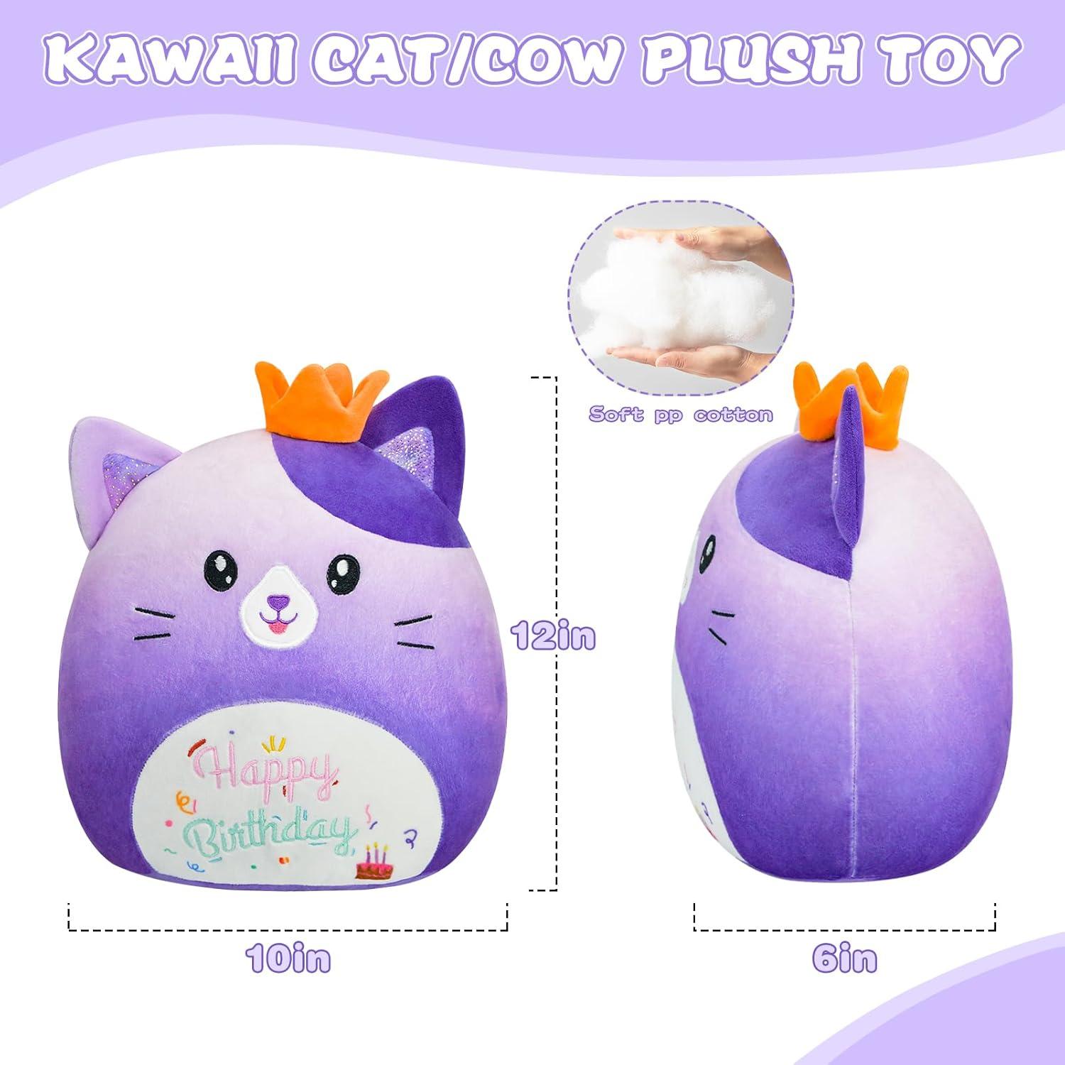 Juguete de Peluche Gato Morado 30 cm Almohada Kawaii