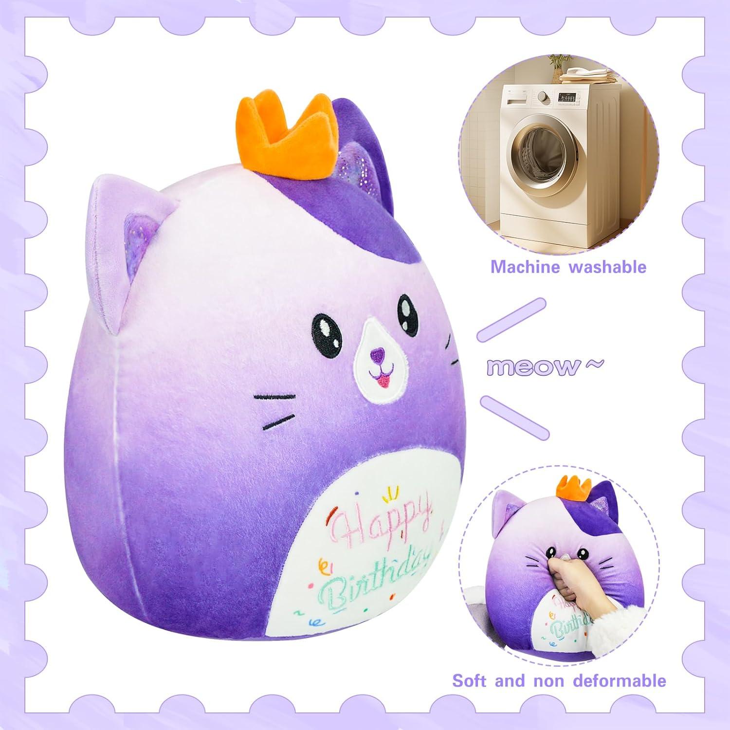 Juguete de Peluche Gato Morado 30 cm Almohada Kawaii