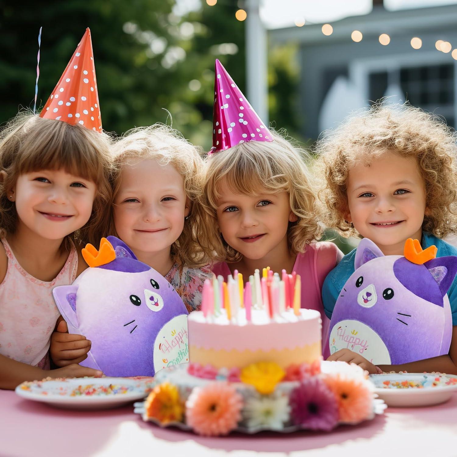 Juguete de Peluche Gato Morado 30 cm Almohada Kawaii