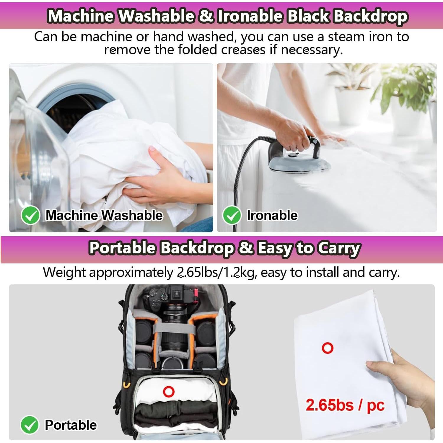 Fondo de Foto Blanco 3.05 x 3.05 m SYUNASYU Sin Costuras