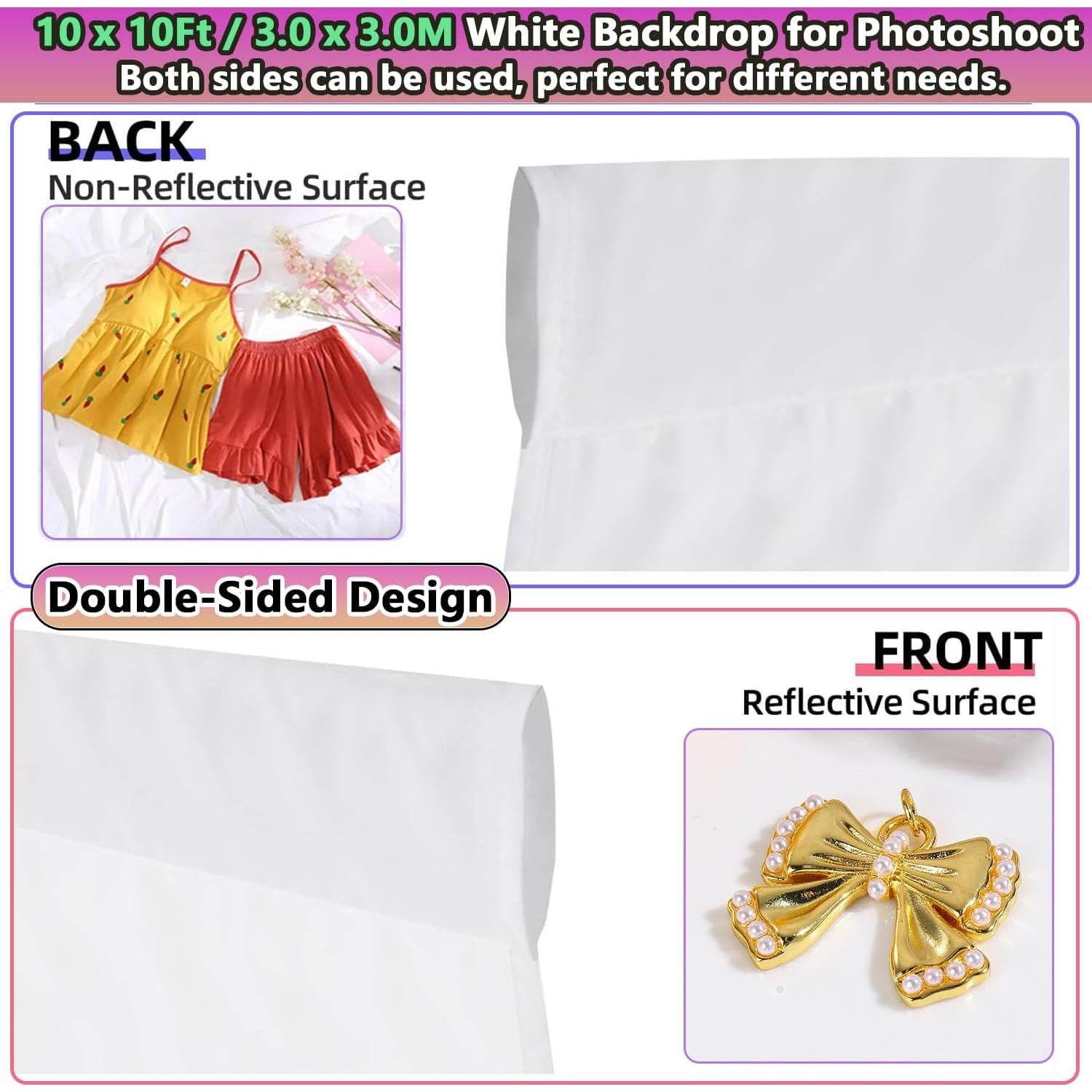 Fondo de Foto Blanco 3.05 x 3.05 m SYUNASYU Sin Costuras