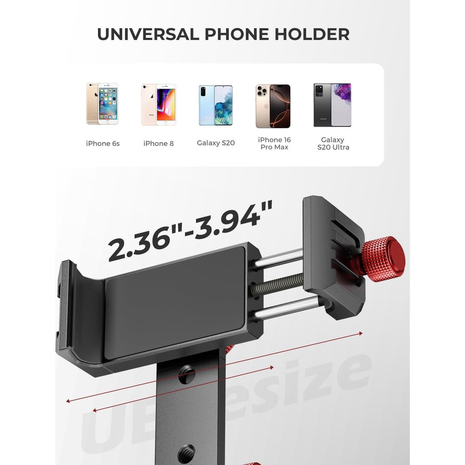 Soporte de trípode UBeesize para teléfono 360° con zapatas frías