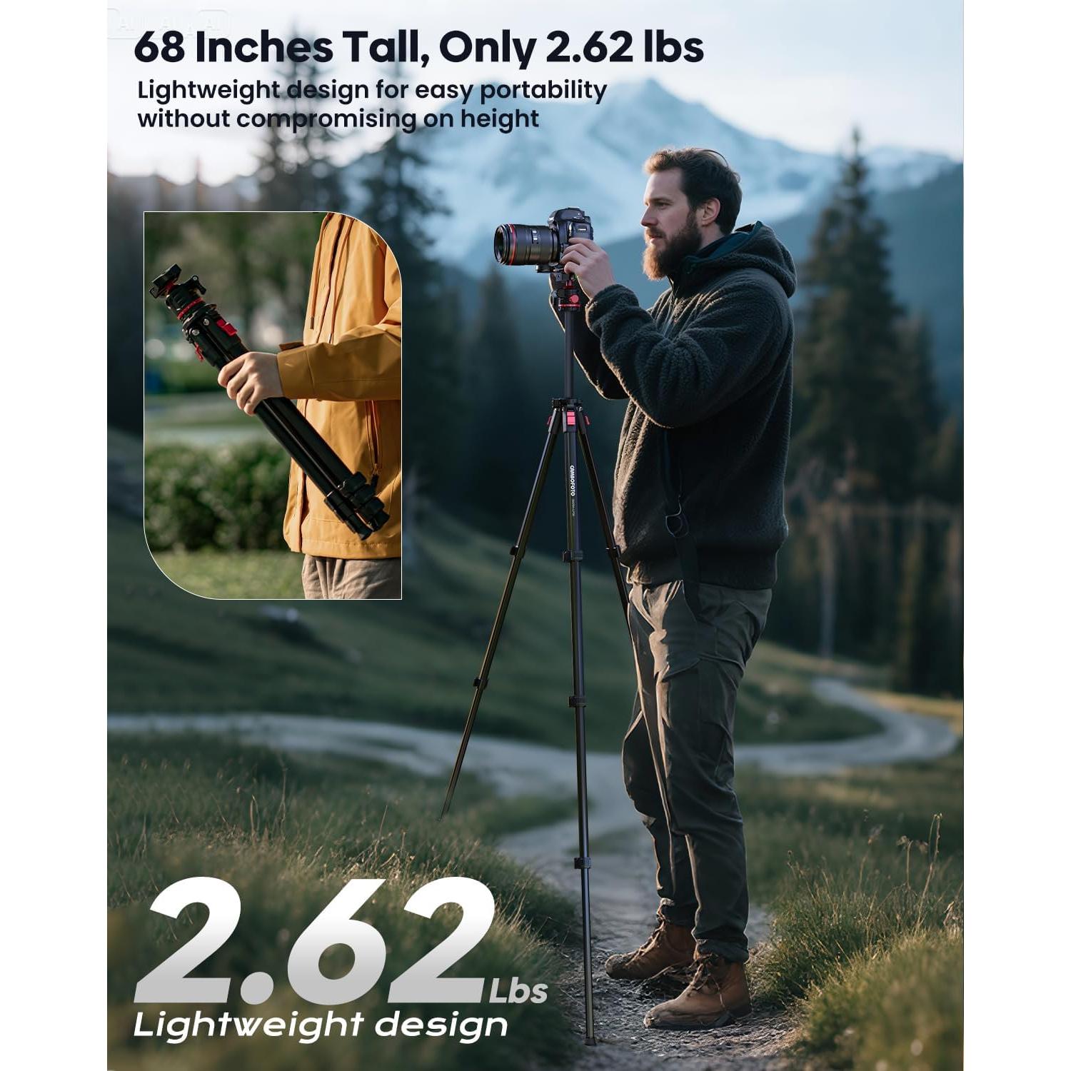 Trípode Compacto de Aluminio CAMBOFOTO 68" para DSLR/SLR