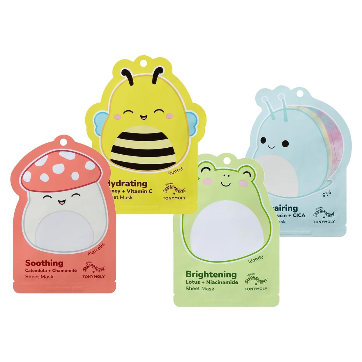Conjunto de Mascarillas Hidratantes TONYMOLY x Squishmallows 4 Piezas