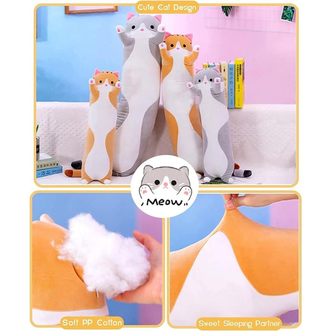 Gato de Peluche Almohada Suave Oeonuas 48 cm Gris