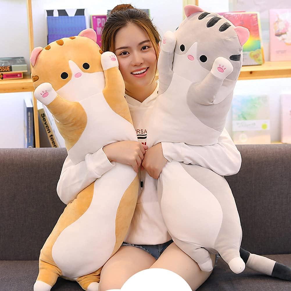 Gato de Peluche Almohada Suave Oeonuas 48 cm Gris