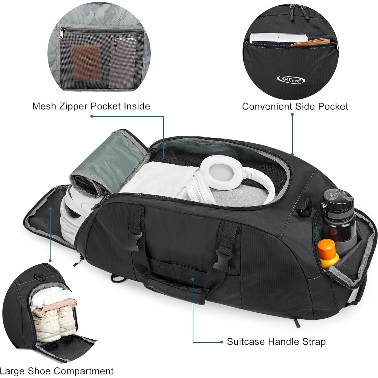 Mochila Duffle G4Free 40L Impermeable con Compartimento para Zapatos