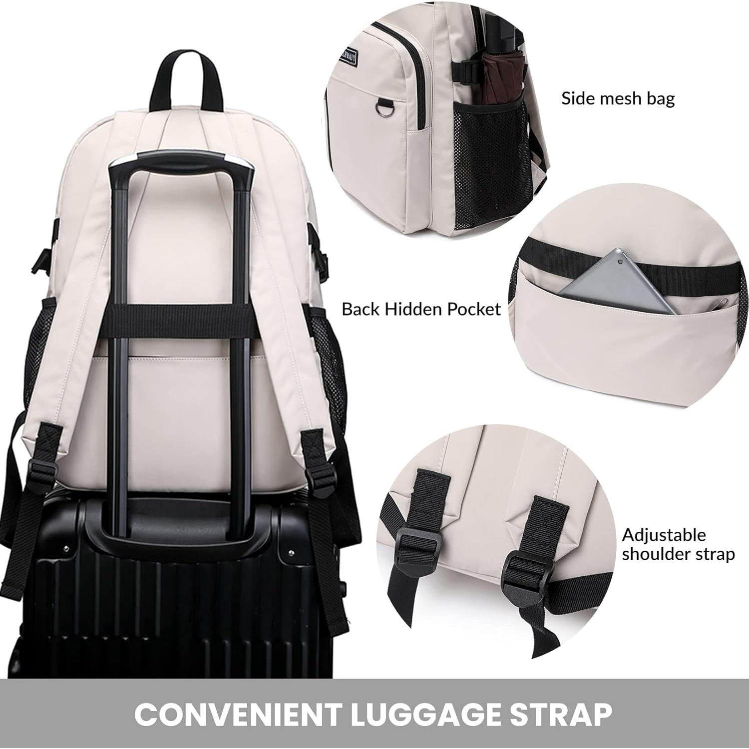 Mochila Escolar MIRLEWAIY Ligera 44cm Resistente al Agua Beige