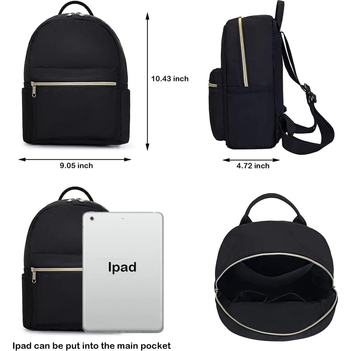 Mochila Mini Unisex Negra 26.5x23x12 cm para Niños y Adultos