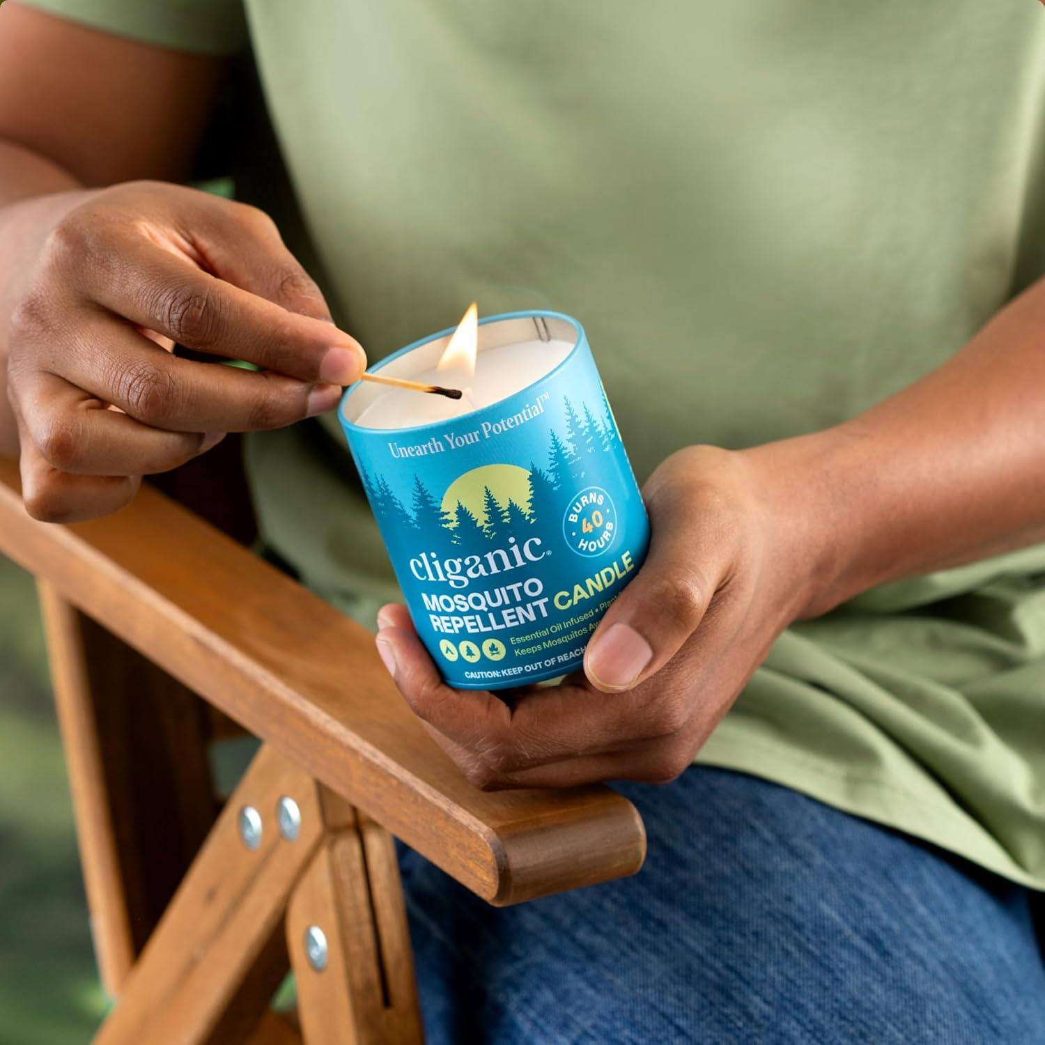 Vela Repelente de Mosquitos Cliganic 255g - Citronela Natural