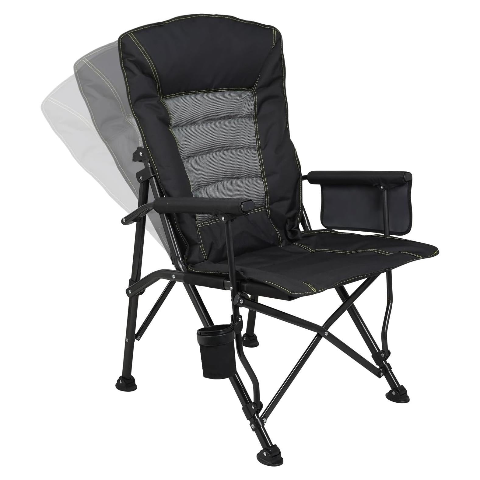 Silla de Camping Plegable Superrella Respaldo Alto 136kg Negra