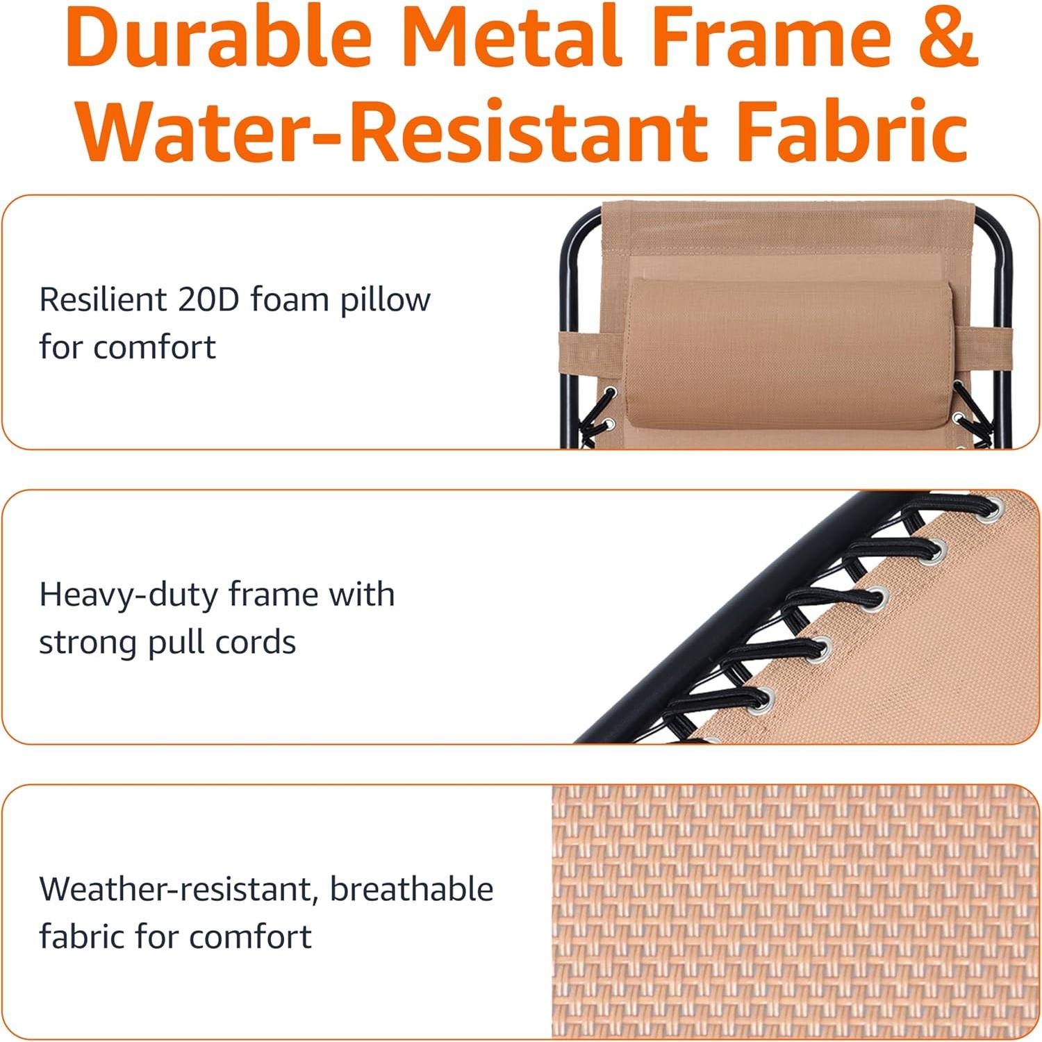 Silla Mecedora Plegable Amazon Basics Beige 66x95.2x98.1 cm