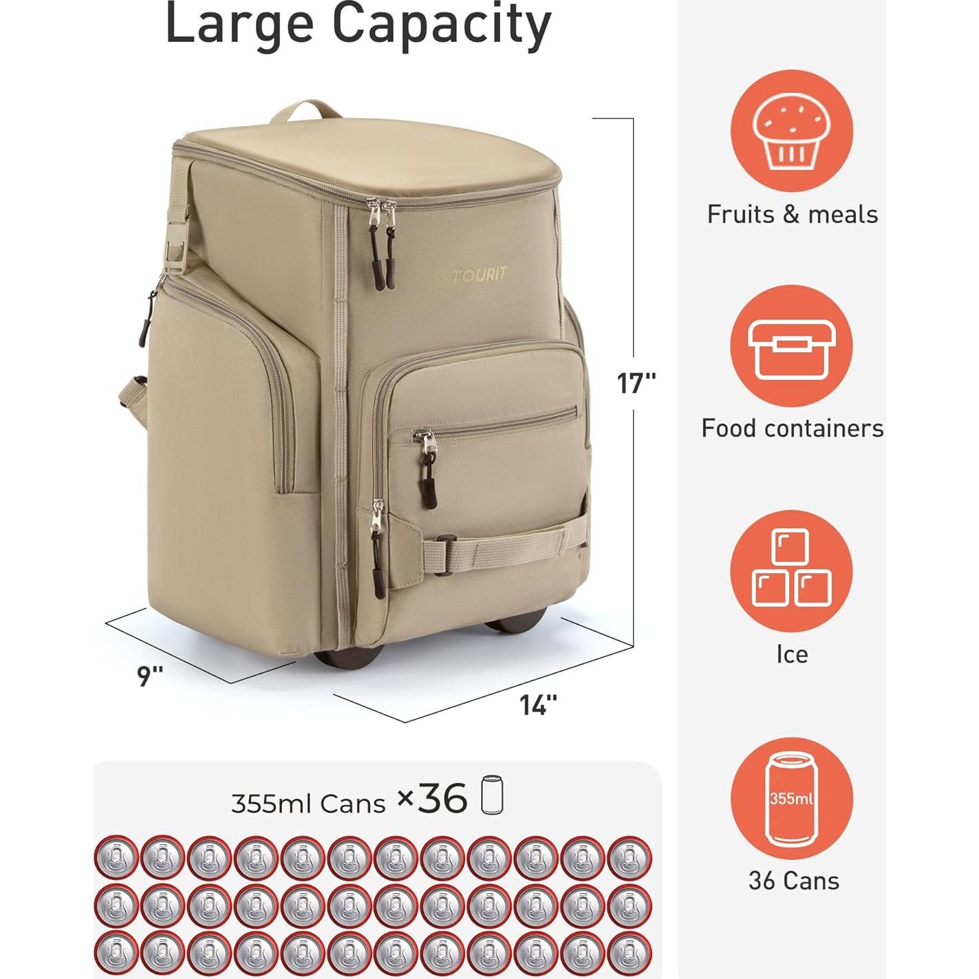 Mochila Enfriadora TOURIT con Ruedas 22L Impermeable