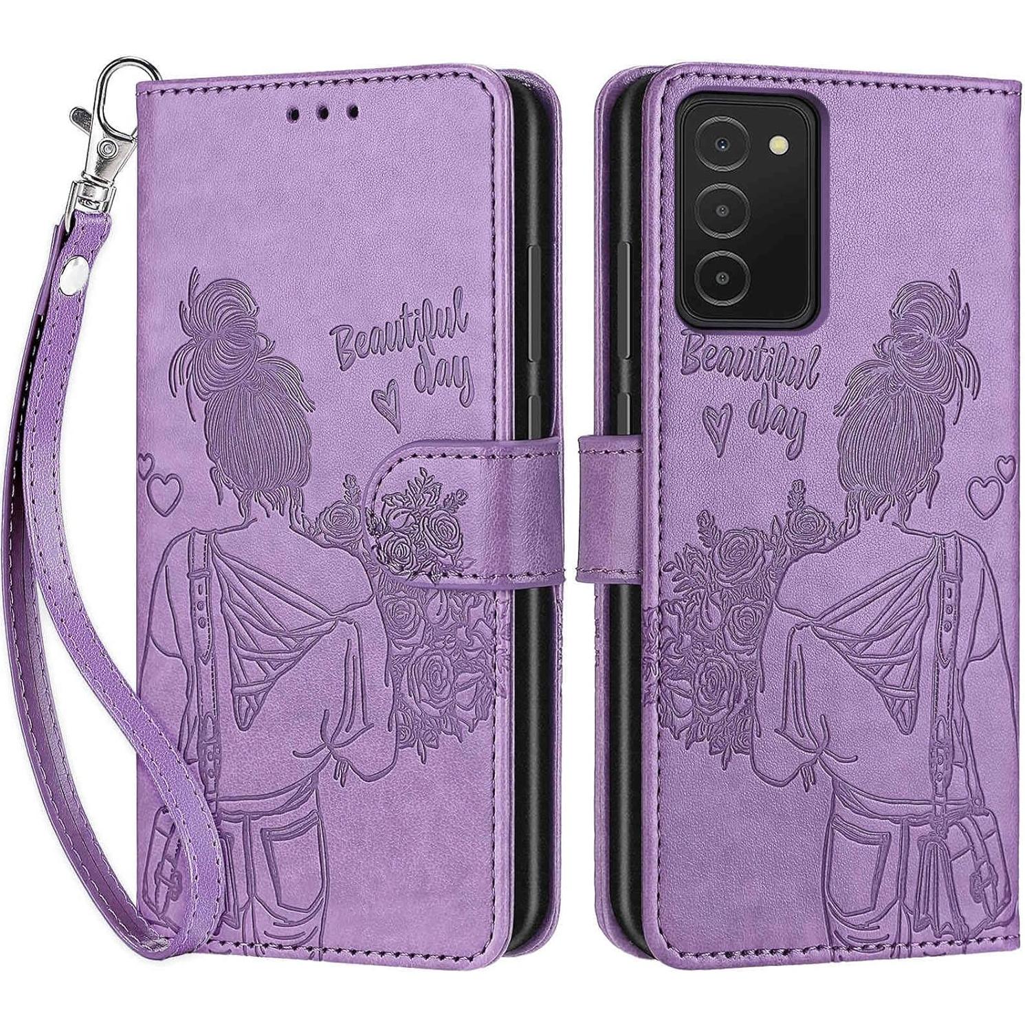 Funda Cartera KENHONER para Samsung Galaxy A03s Púrpura