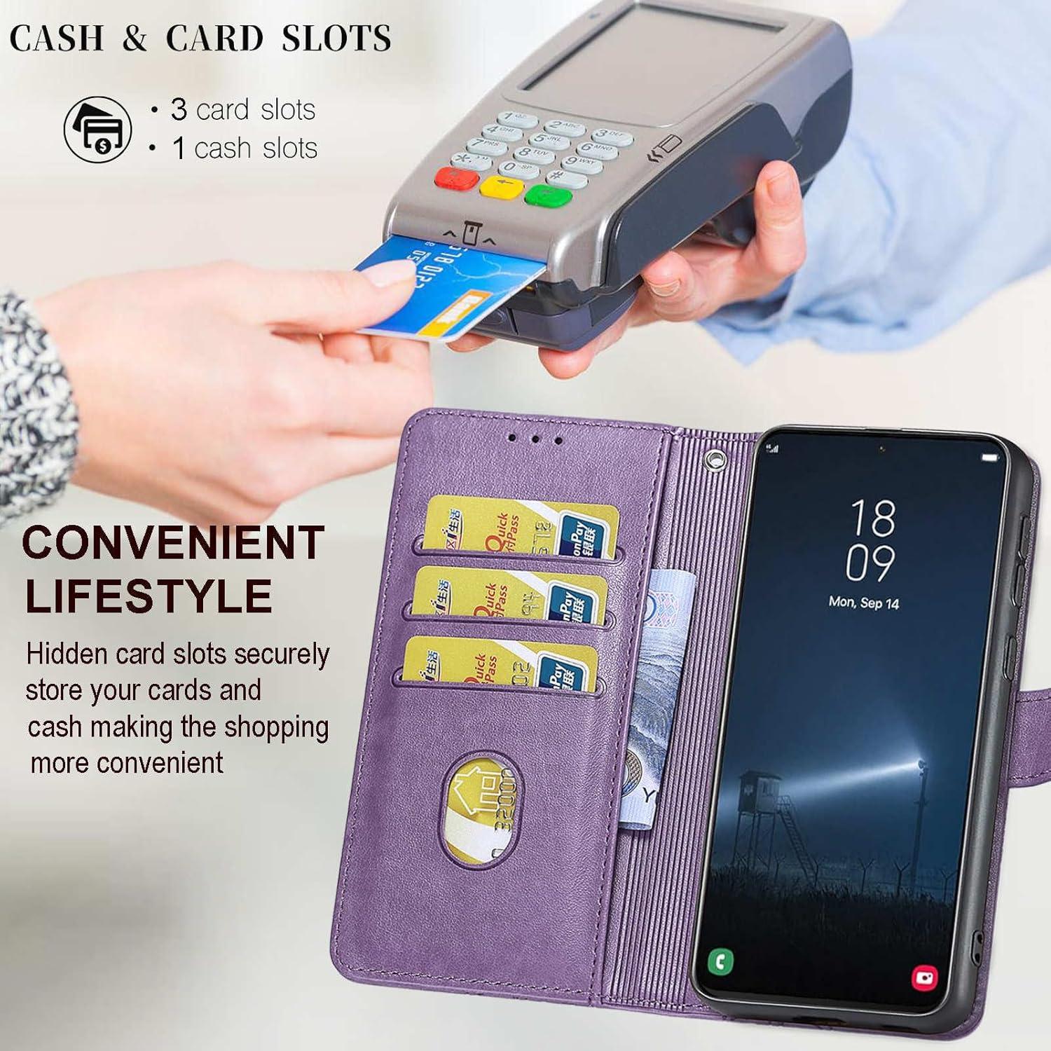 Funda Cartera KENHONER para Samsung Galaxy A03s Púrpura