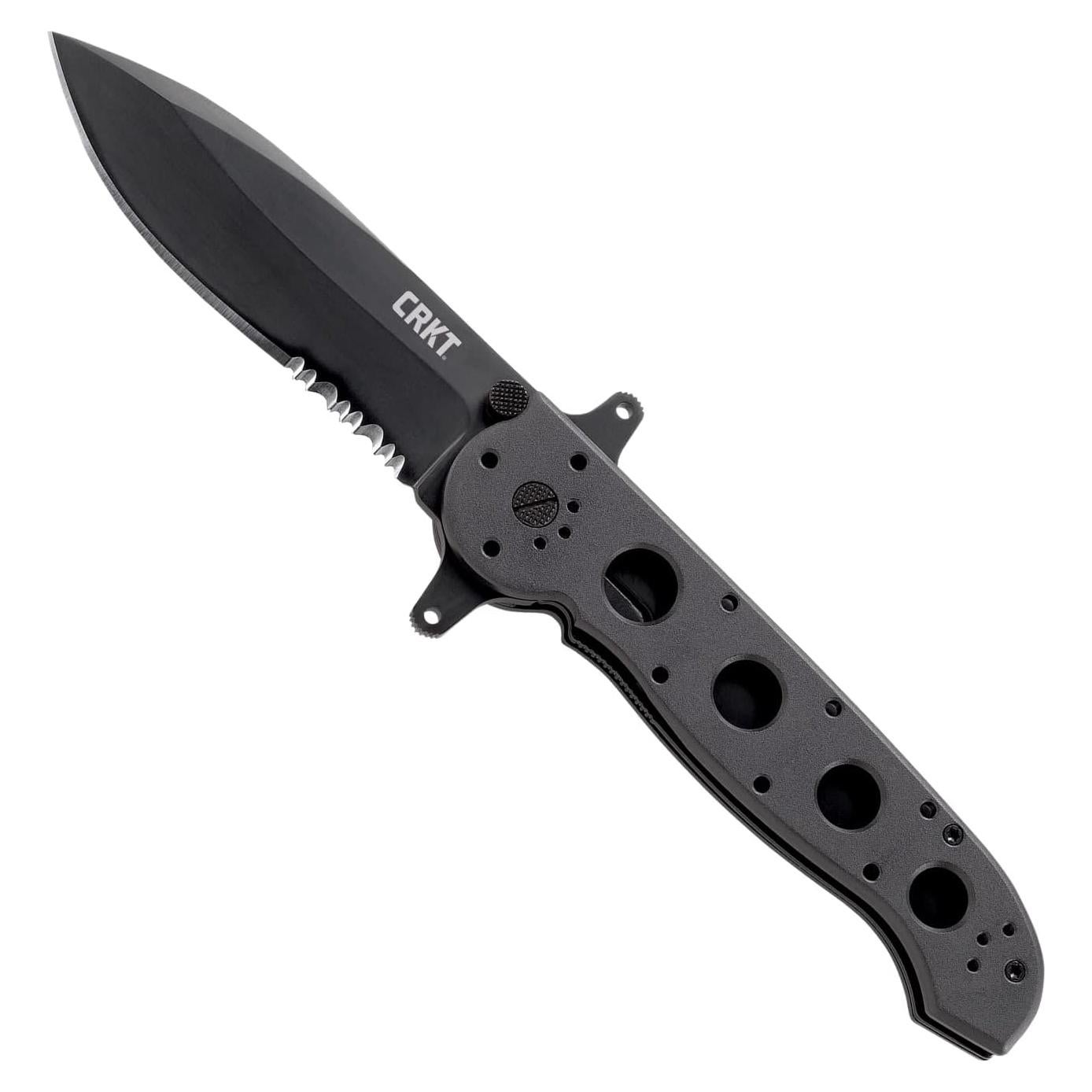CRKT M21-14SF EDC Folding Pocket Knife: Special Forces Everyday Carry, Black Serrated Edge Blade, Veff Serrations, Automated Liner Safety, Dual Hilt, Aluminum Handle, Pocket Clip