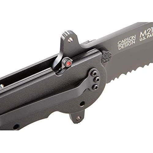 CRKT M21-14SF EDC Folding Pocket Knife: Special Forces Everyday Carry, Black Serrated Edge Blade, Veff Serrations, Automated Liner Safety, Dual Hilt, Aluminum Handle, Pocket Clip