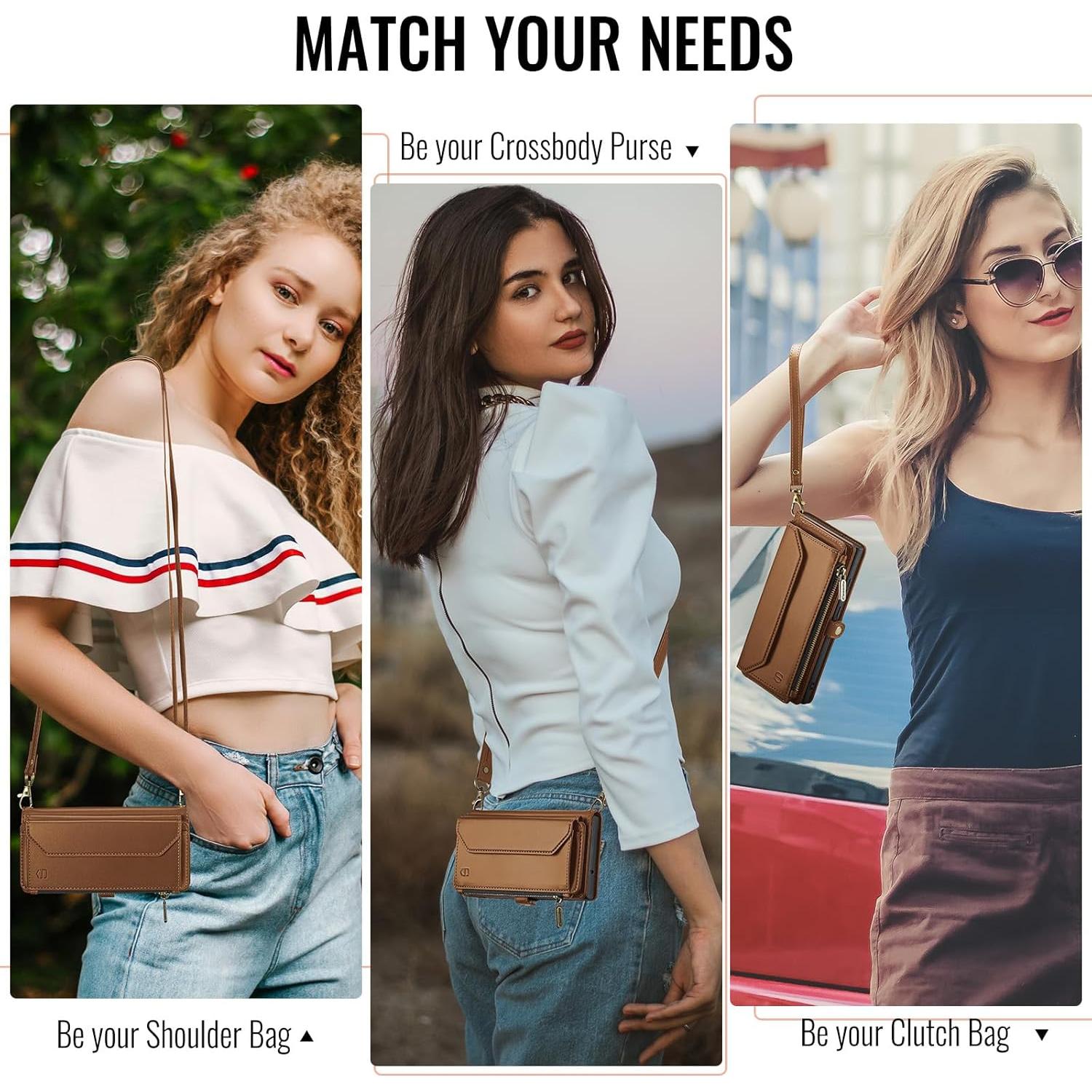 Funda de Cartera Strapurs para Samsung Galaxy S25 Plus - Marrón