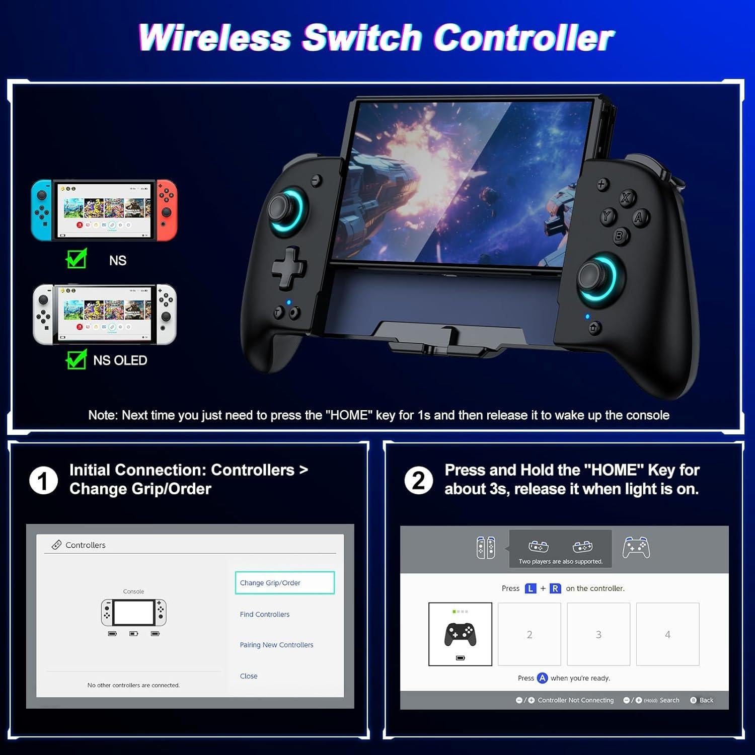 Controlador Inalámbrico Spican para Nintendo Switch Negro