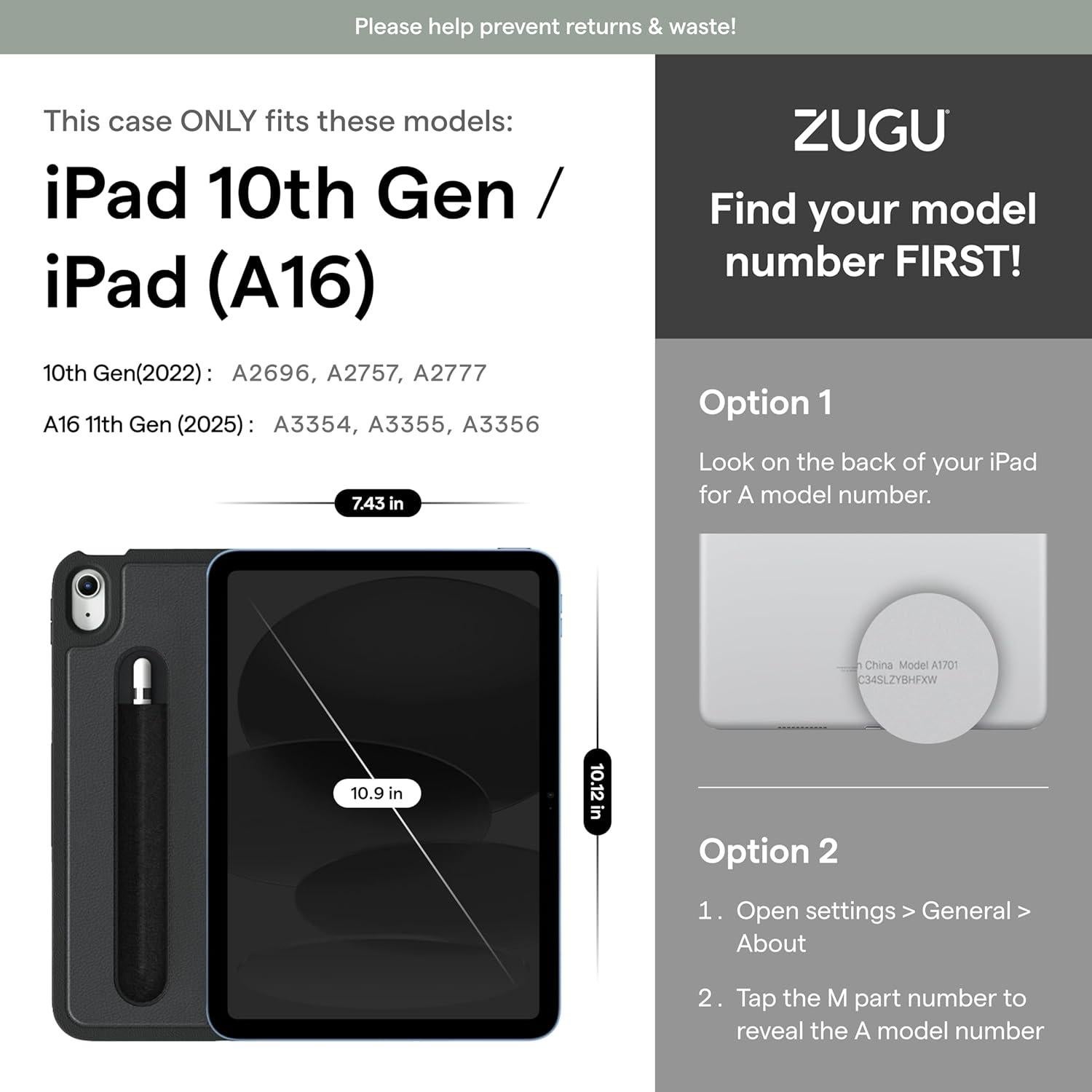 Funda ZUGU para iPad 10.9" 11ª/10ª Gen Soporte Magnético