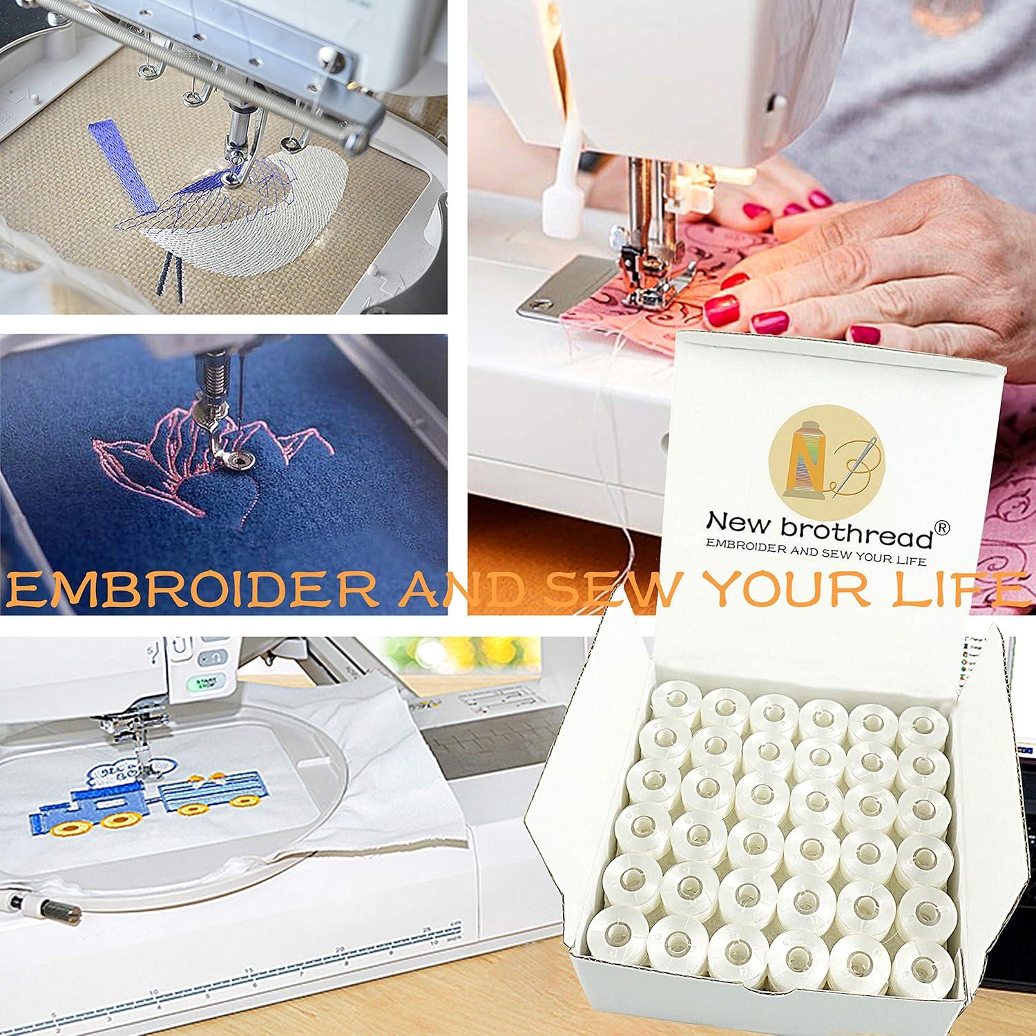 Hilo de Bobina Preenrollado 144pcs Nuevo brothread 70D/2 Blanco