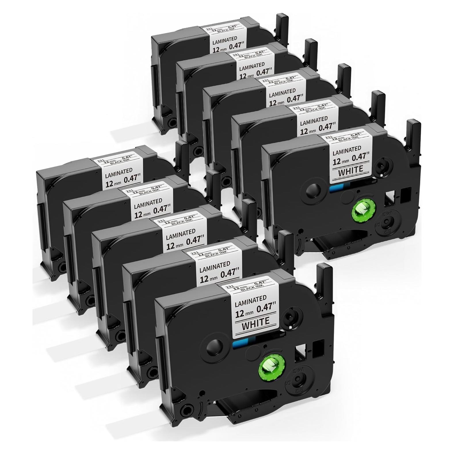 Cinta de Etiquetas Airmall TZe-231 12mm Blanca 10 Pack