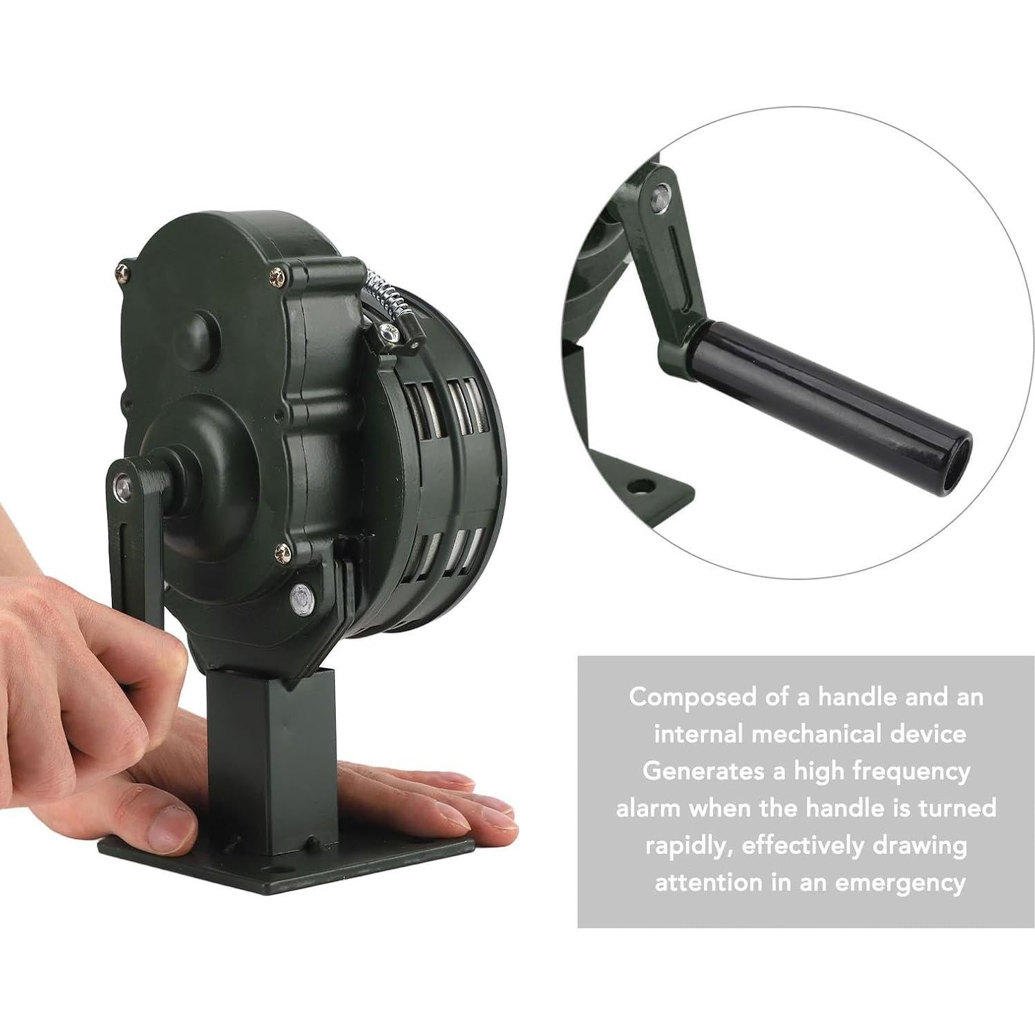 Sirena de Manivela Dpofirs 110dB Alarma de Emergencia Verde