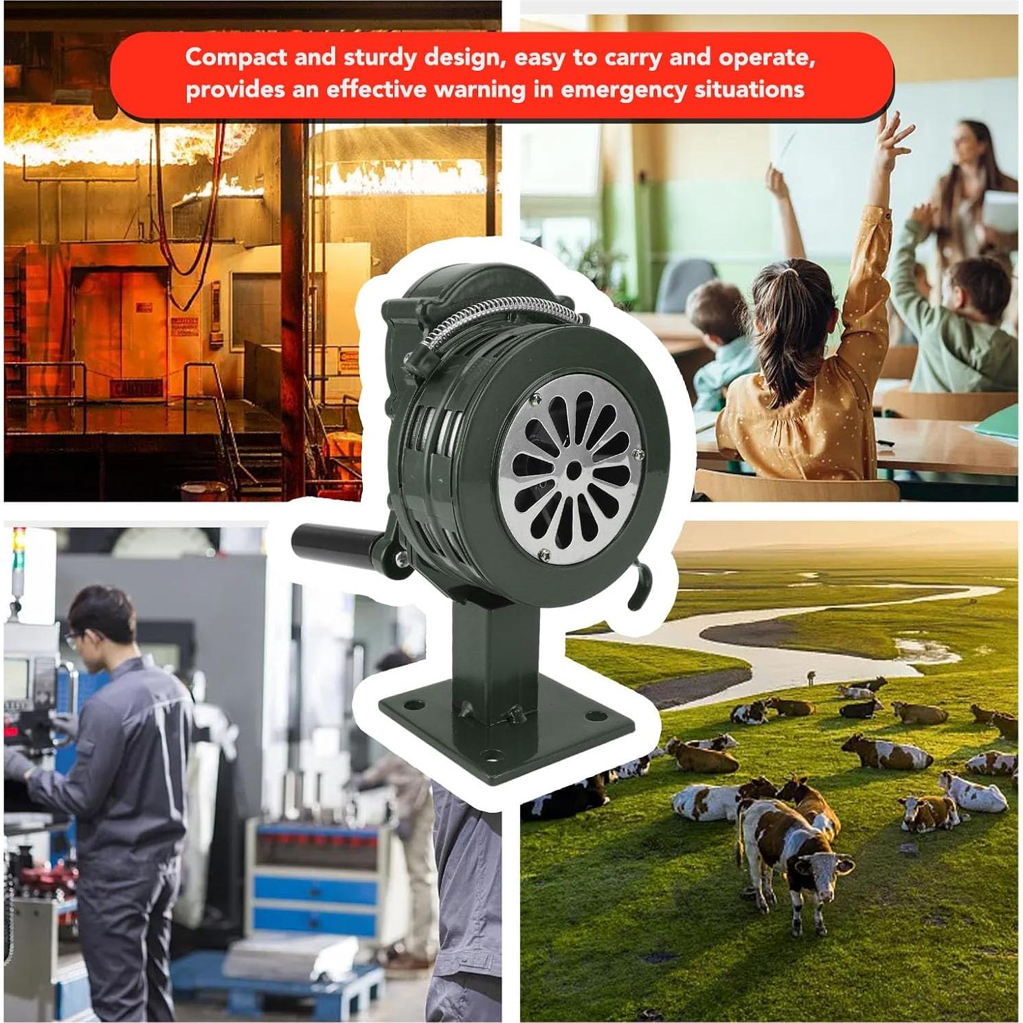Sirena de Manivela Dpofirs 110dB Alarma de Emergencia Verde