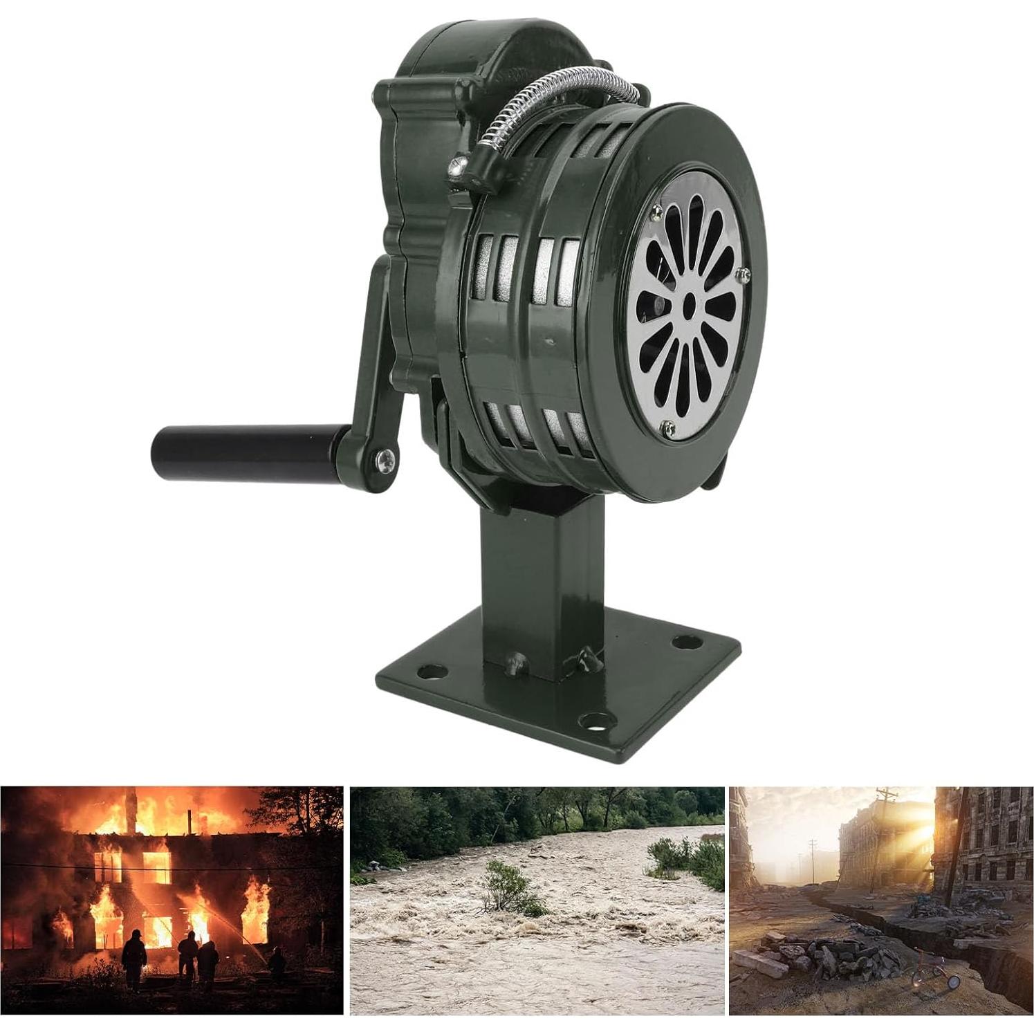 Sirena de Manivela Dpofirs 110dB Alarma de Emergencia Verde