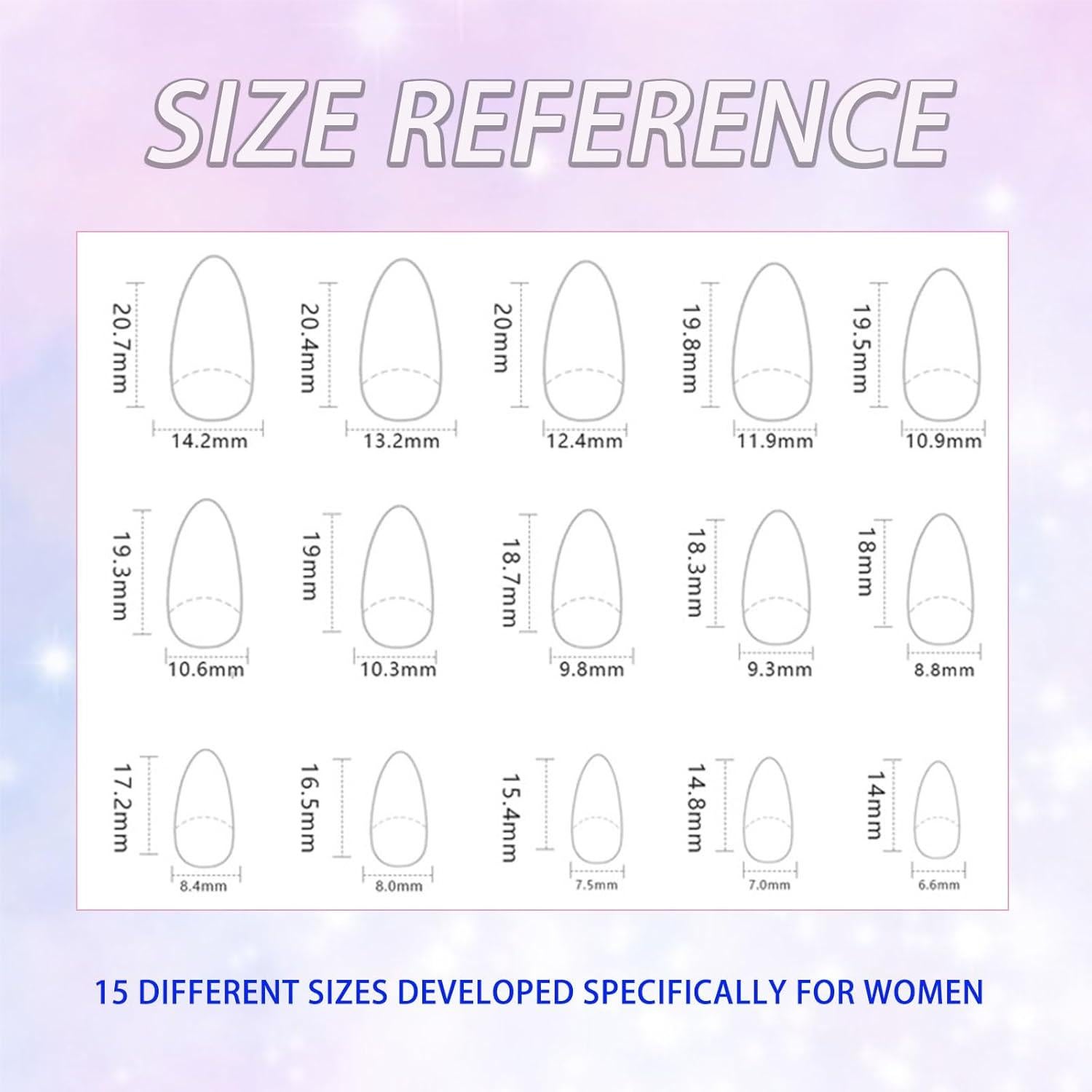 Uñas Postizas Cortas Almendra BDRUIXING Brillo Azul 30 Pcs