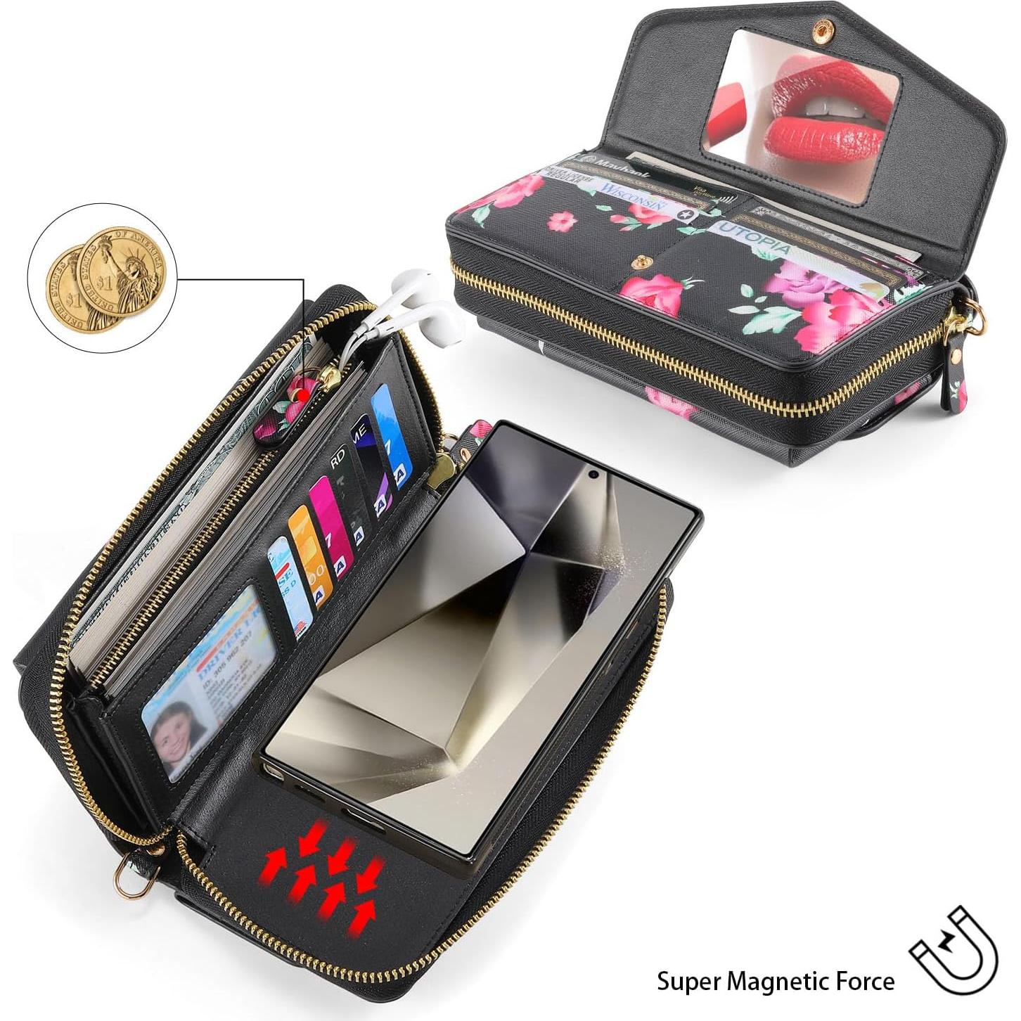 Funda Cartera Magnética Desmontable LITOU para Galaxy S25