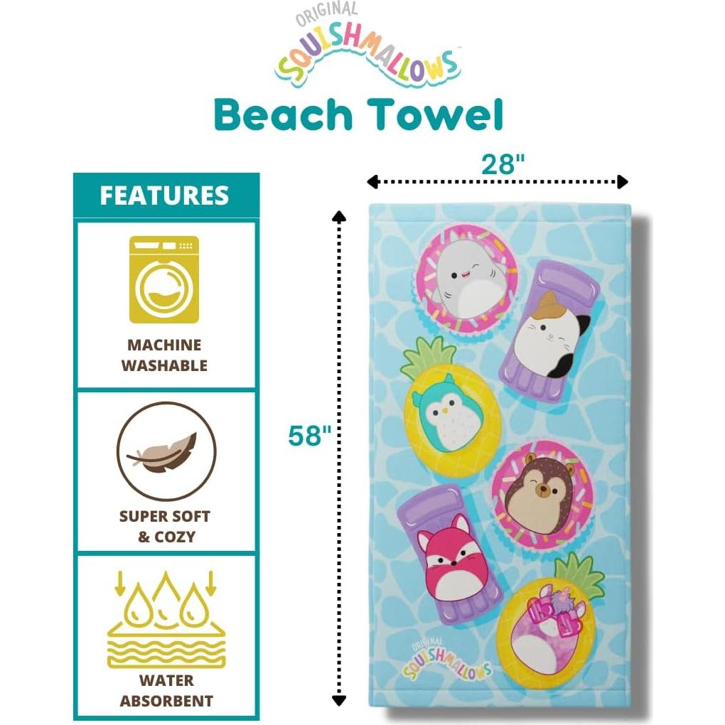 Toalla de Playa Franco Squishmallows 147x71 cm Suave
