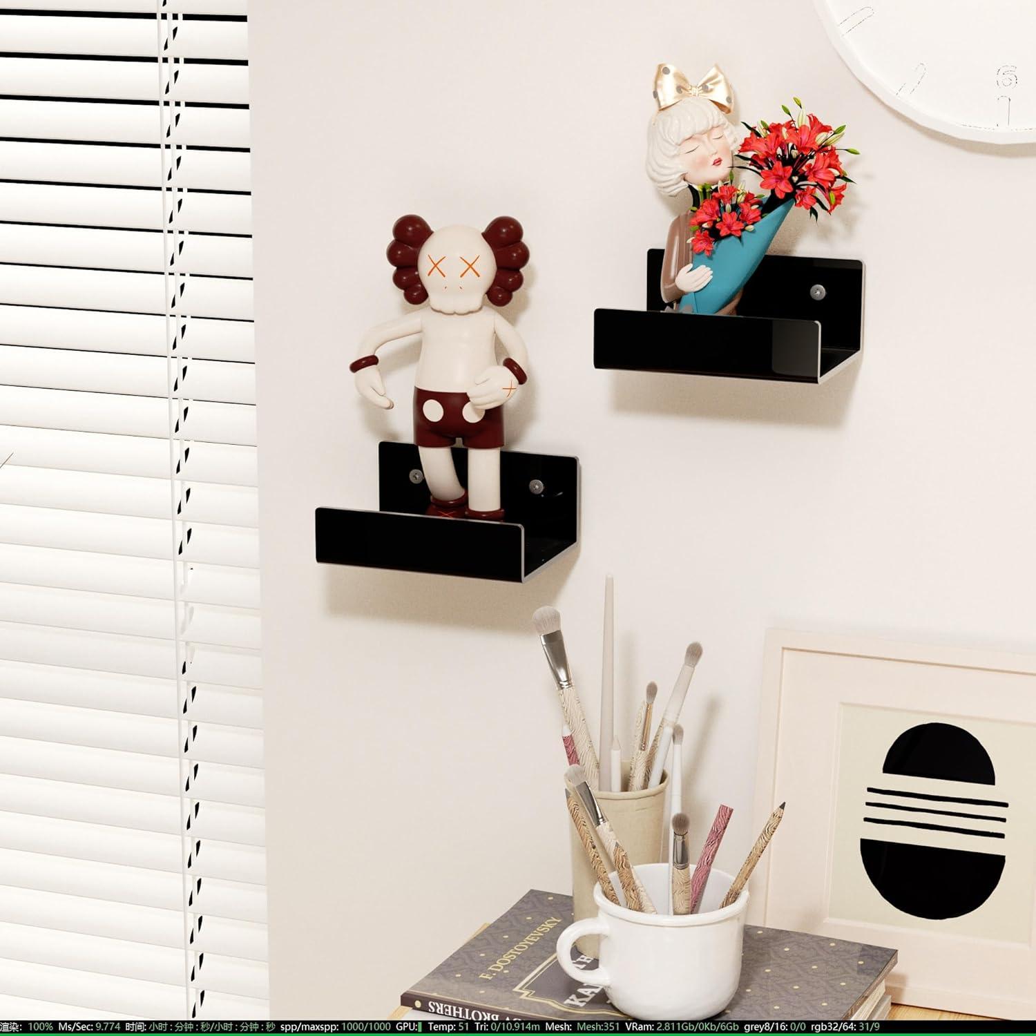 Estantes de Acrílico Hexsonhoma 12.7 cm Negro - Paquete de 2