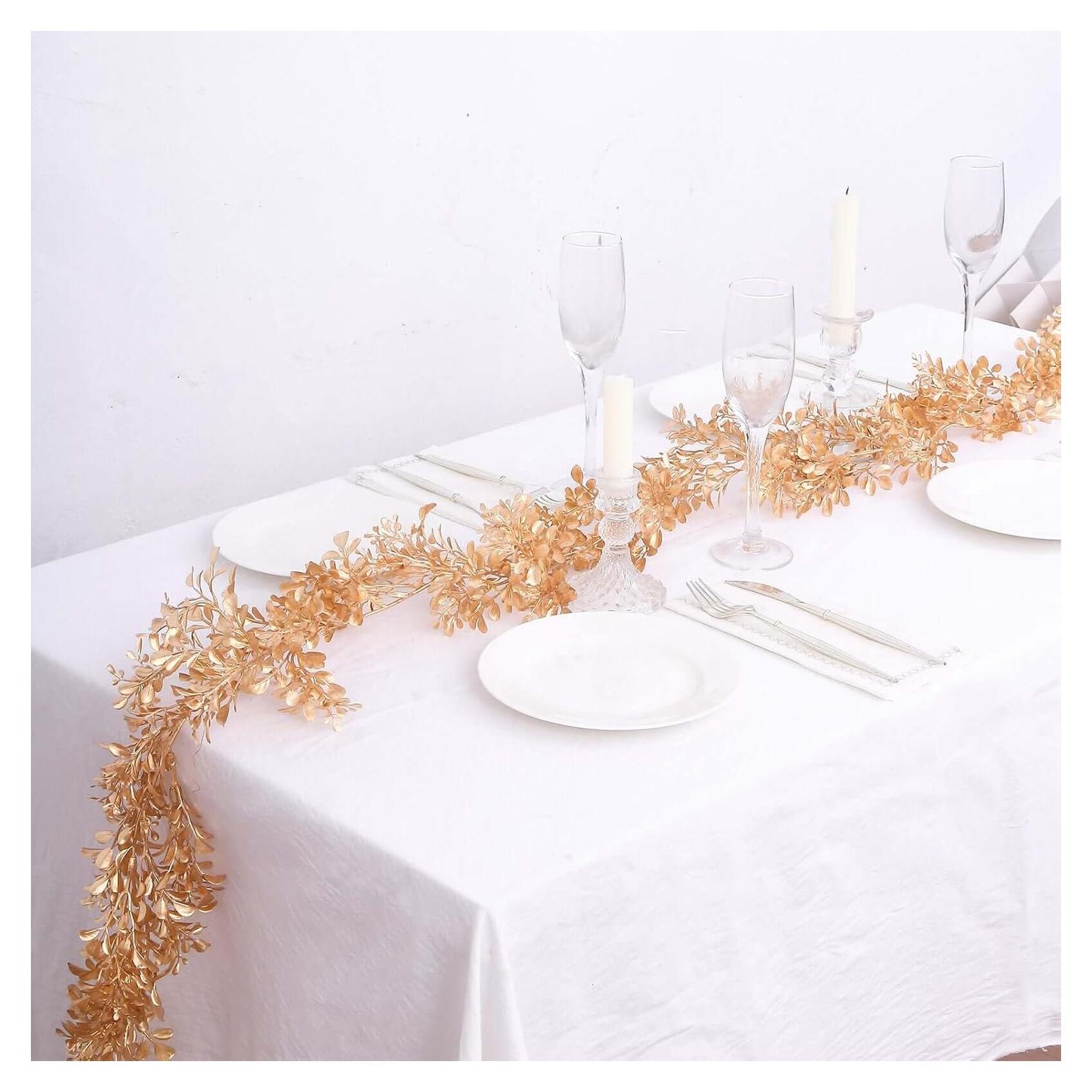 Guirnalda de Hojas de Boxwood Artificial Efavormart 6 pies Dorado