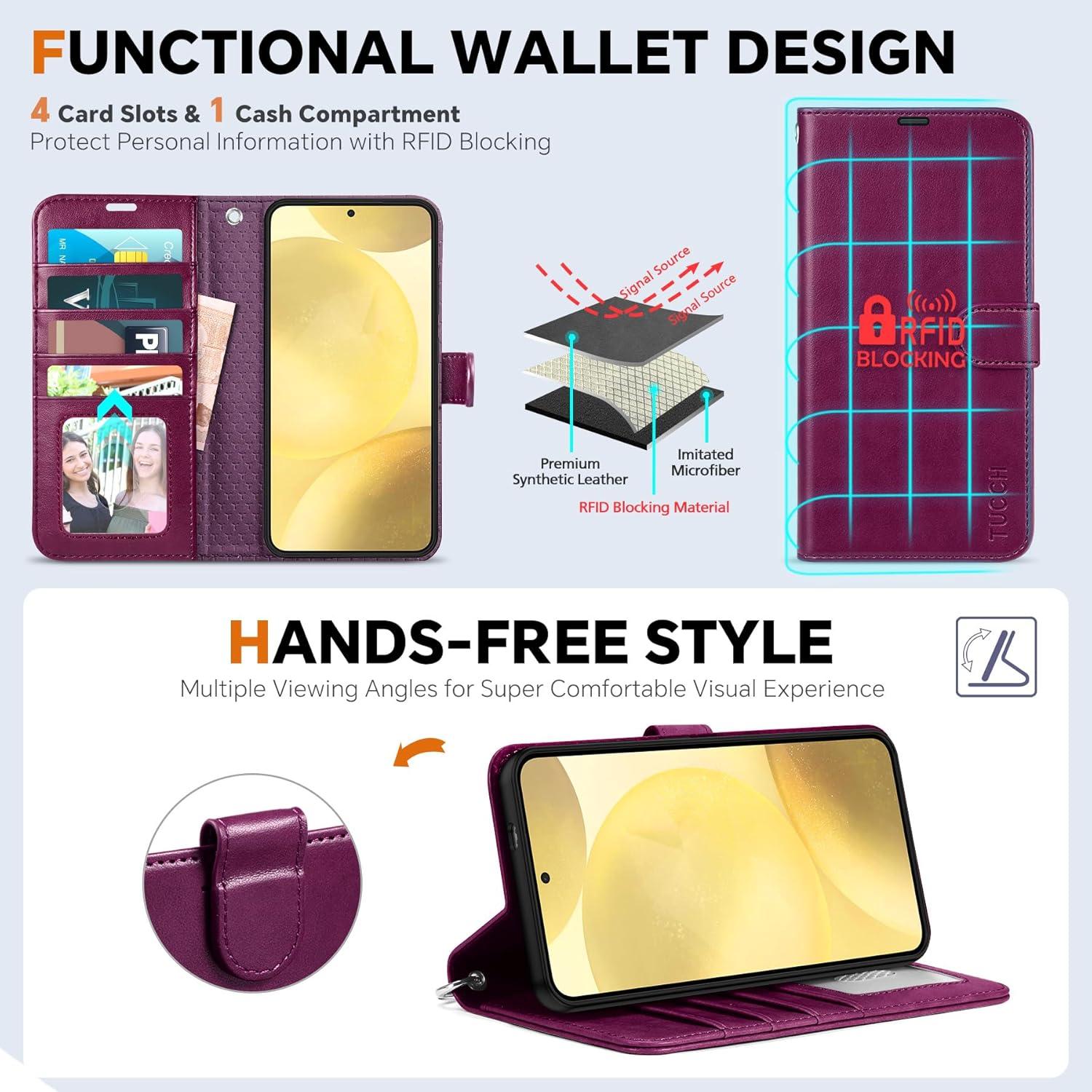 Funda TUCCH para Galaxy S25 5G, Cartera Magnética 2 en 1