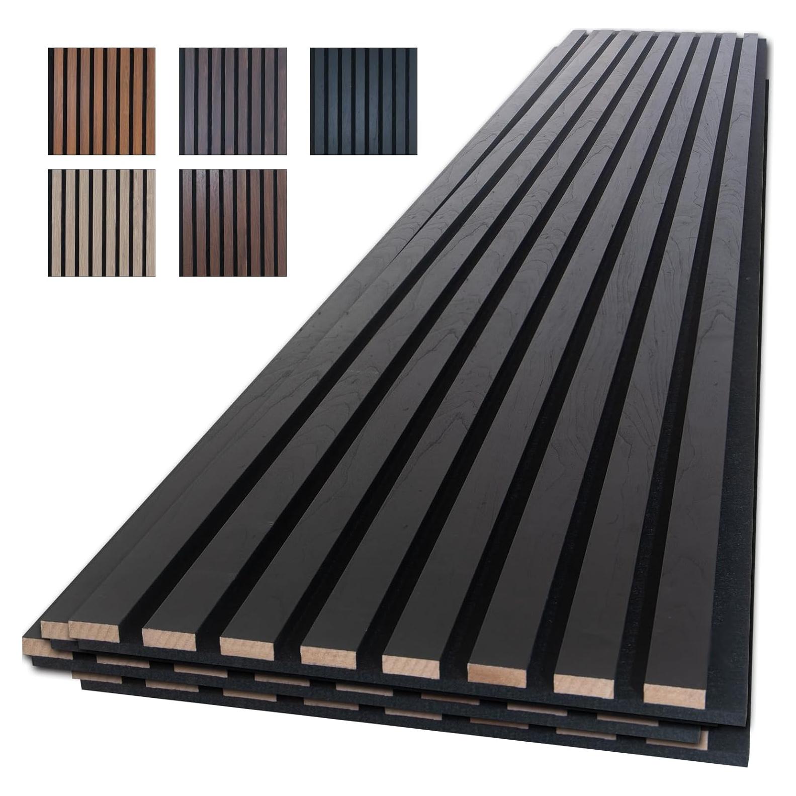 Paneles Acústicos de Madera NeatiEase 4 Piezas 243.84x32 cm Negro