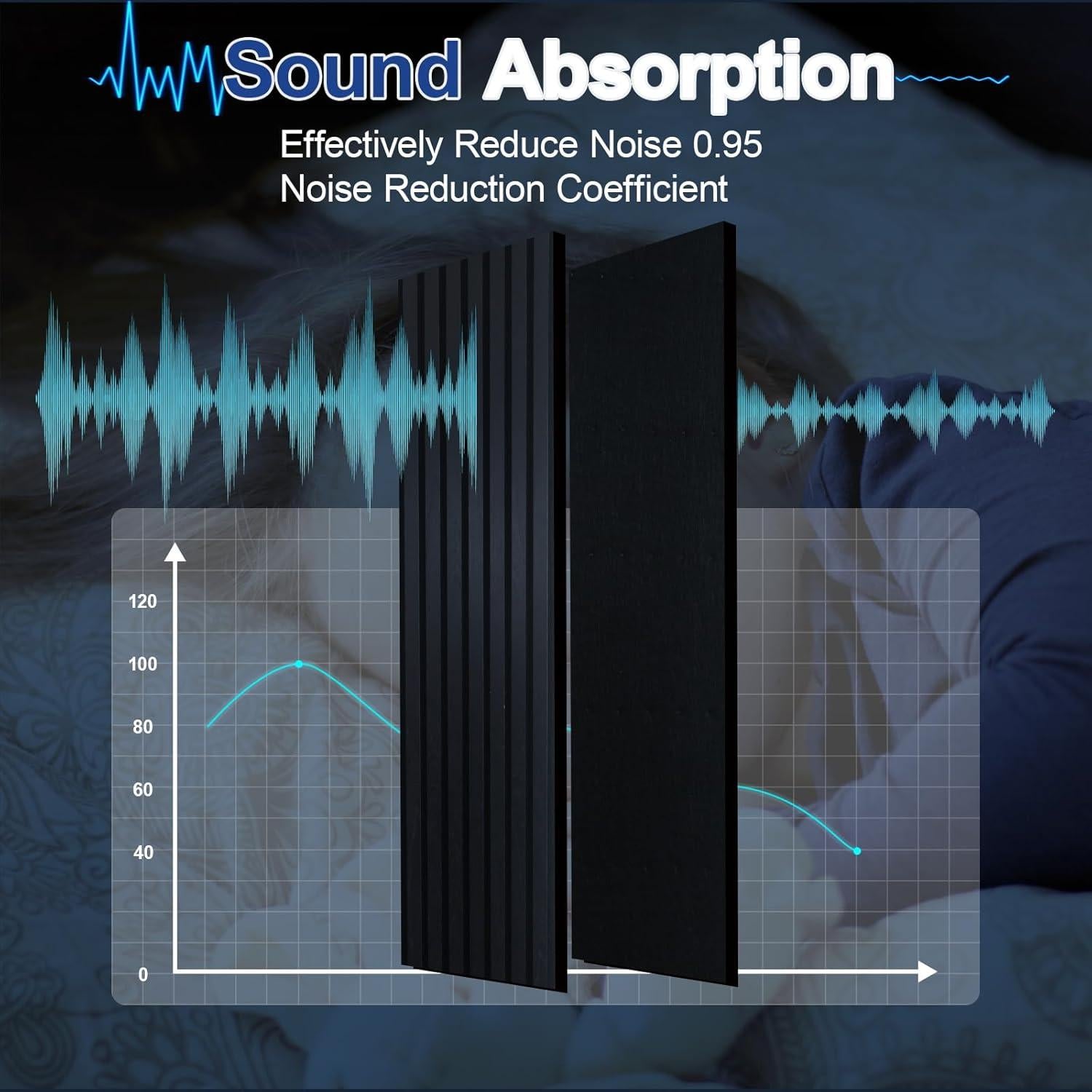 Paneles Acústicos de Madera NeatiEase 4 Piezas 243.84x32 cm Negro