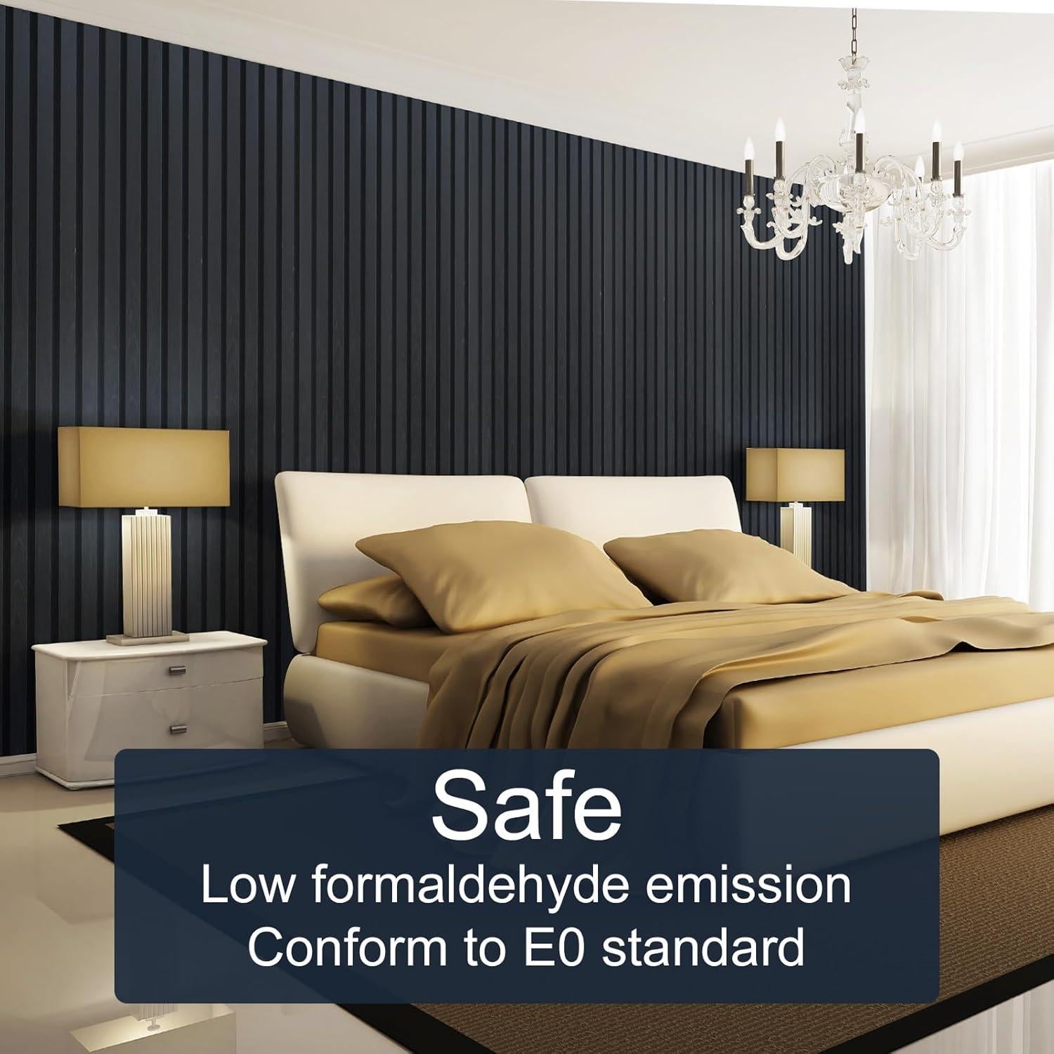 Paneles Acústicos de Madera NeatiEase 4 Piezas 243.84x32 cm Negro