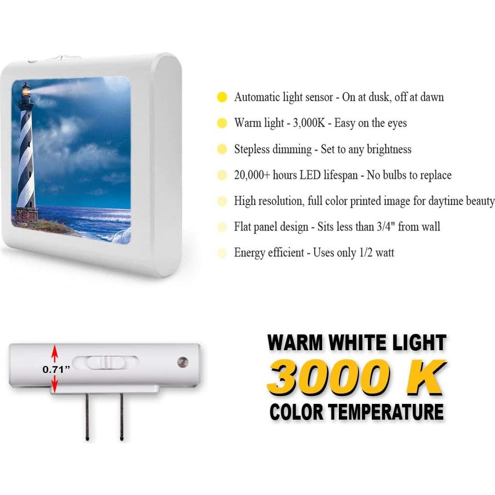 Luz Nocturna LED Art Plates Faro de Cape Hatteras 0.5W