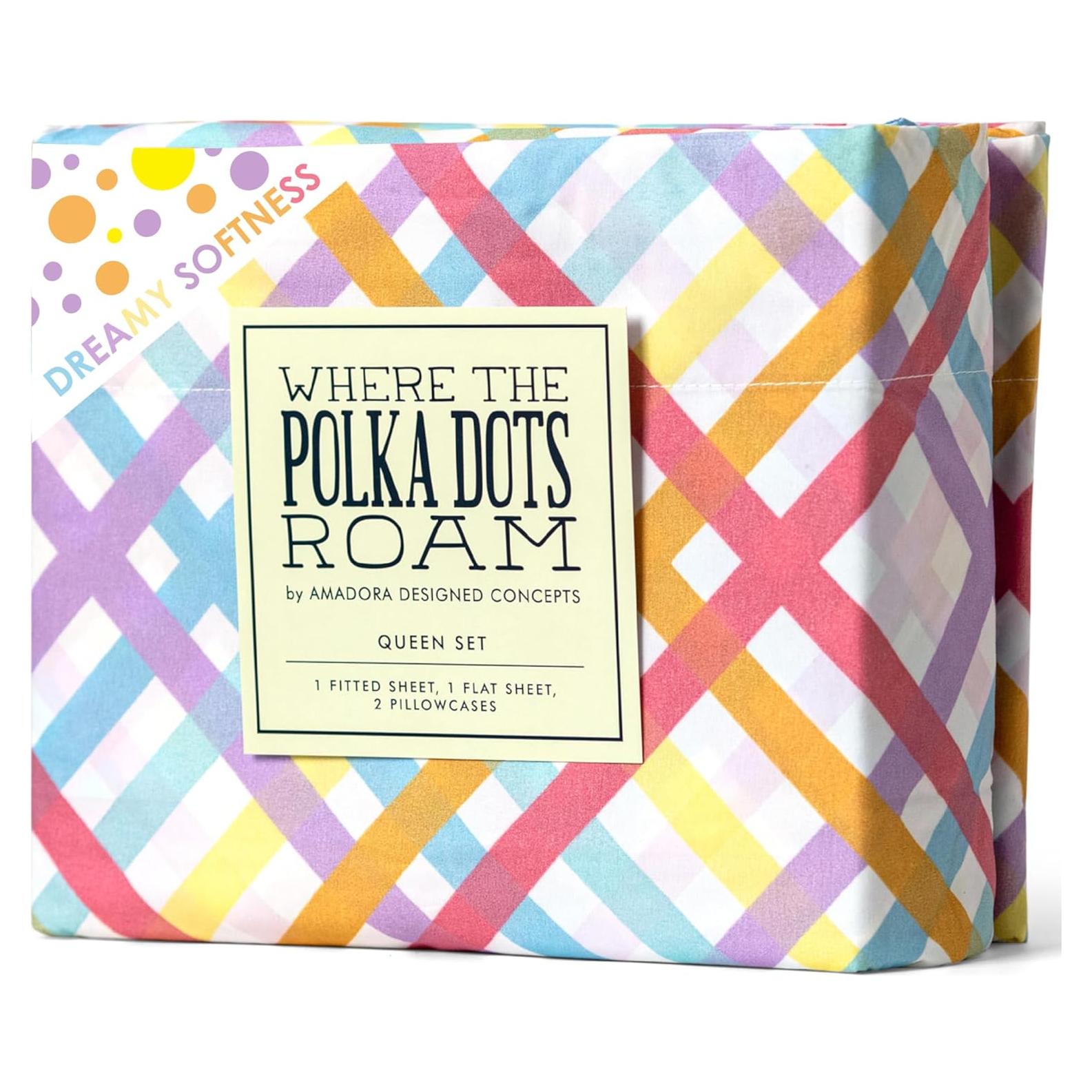 Sábanas Twin Gingham Arcoíris Donde los Lunares de Colores