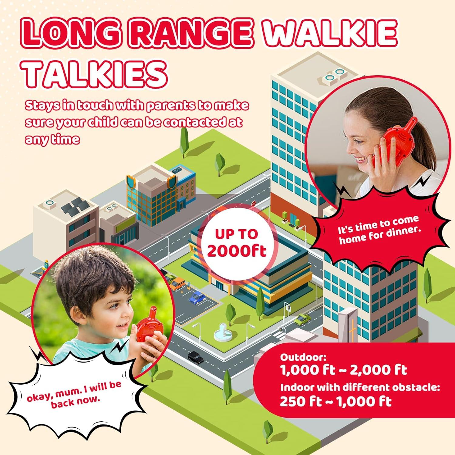 Walkie Talkies para Niños LAEbuild Rango Largo Rojo