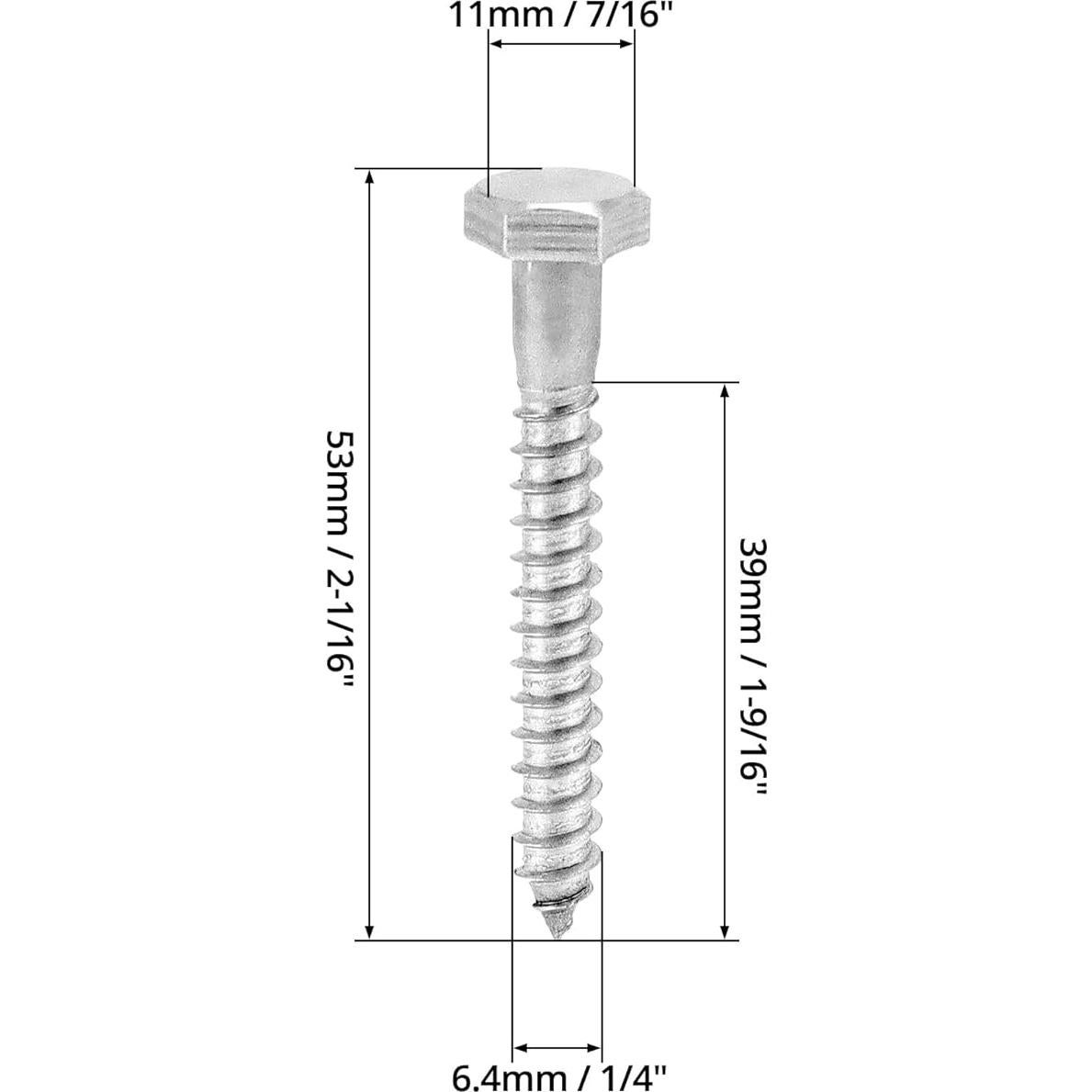 Tornillos de Anclaje Hexagonales QWORK 50 PCS 6.4 x 5.1 cm