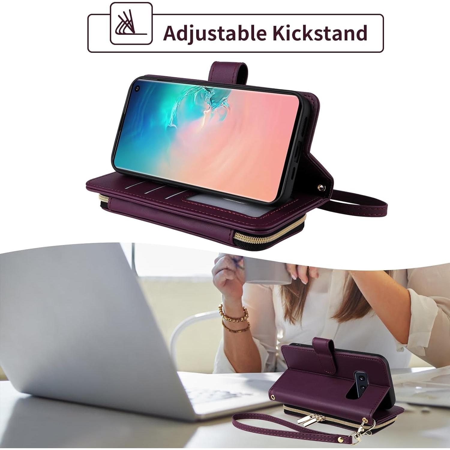 Funda de Cuero PU Furiet para Samsung Galaxy S10e Rojo Vino