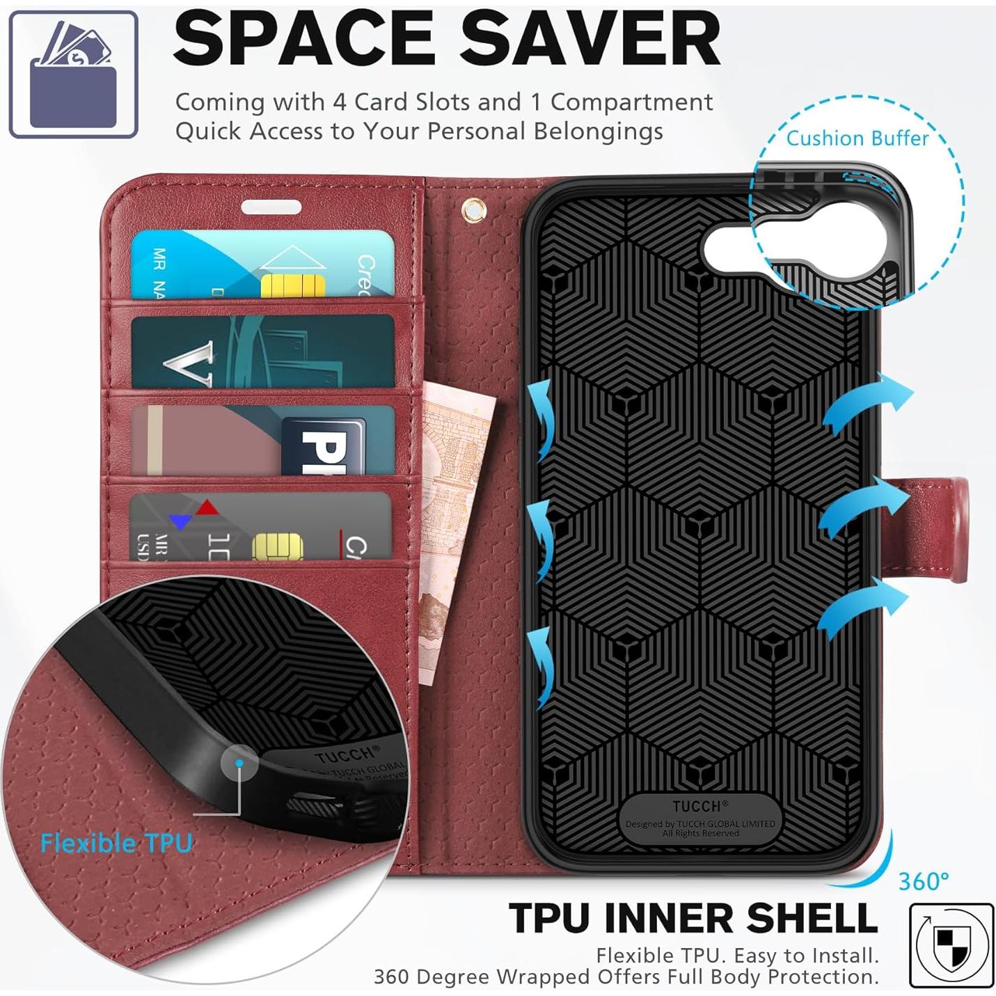 Funda TUCCH para iPhone 16e con Correa, Cierre Magnético, RFID