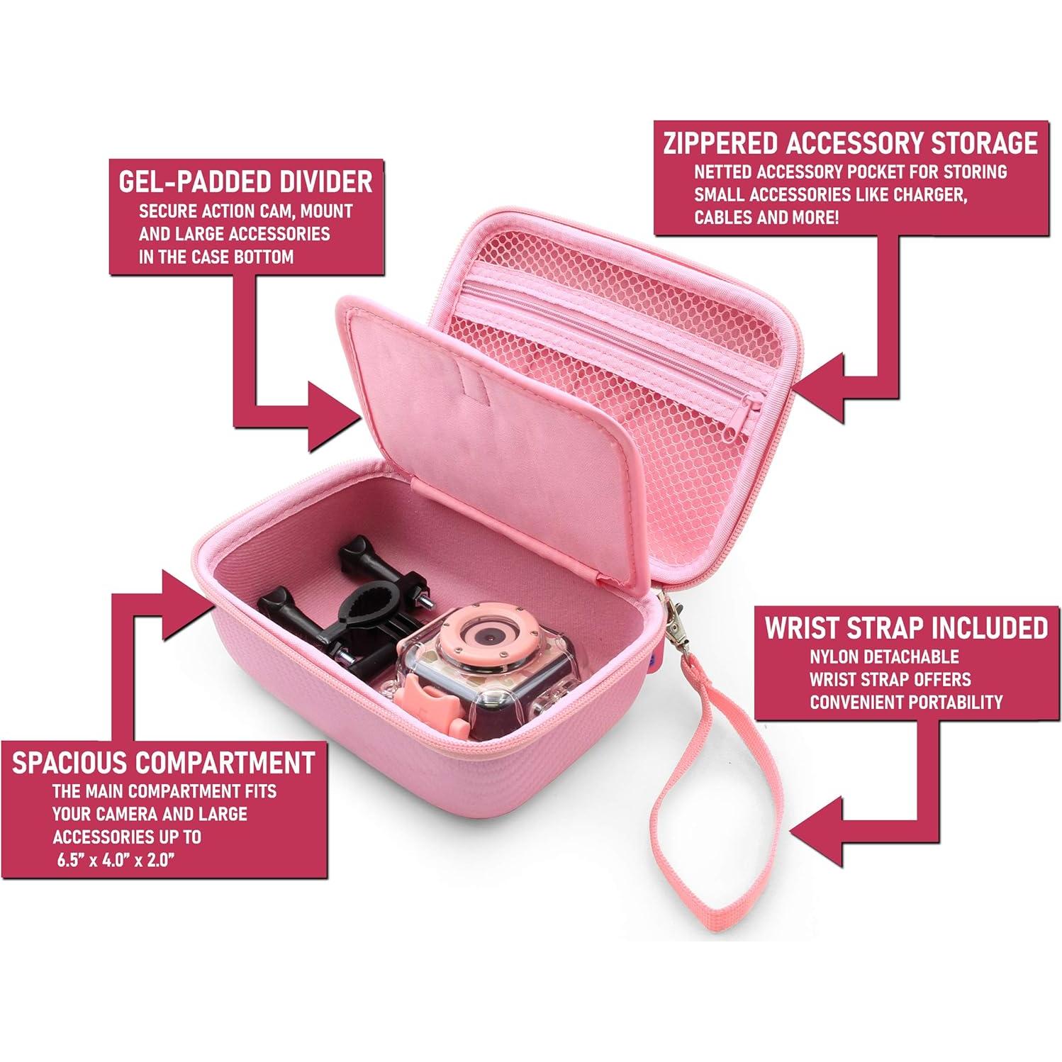 Funda de Viaje CASEMATIX para Cámara de Acción Rosa