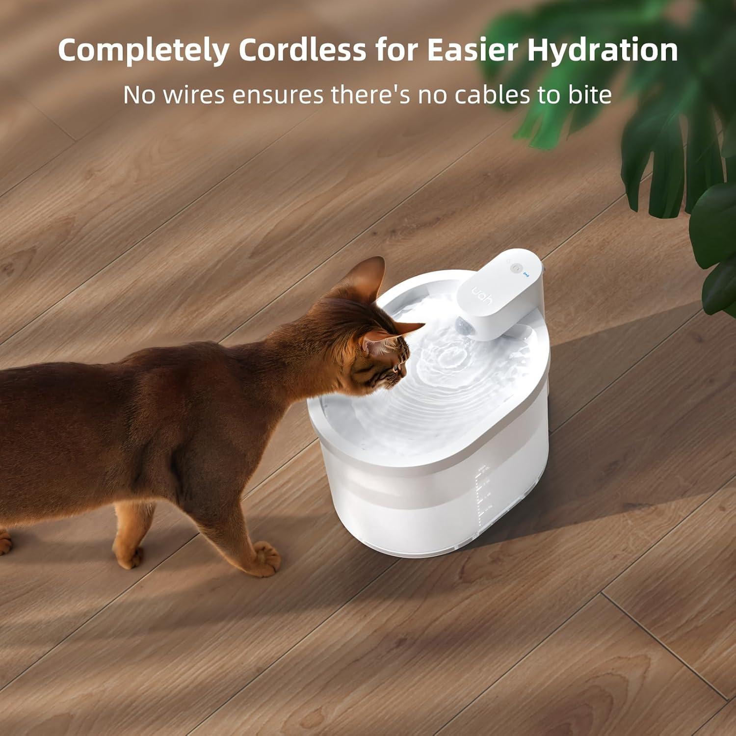 Fuente de Agua Inalámbrica para Gatos uahpet 2L con Filtro