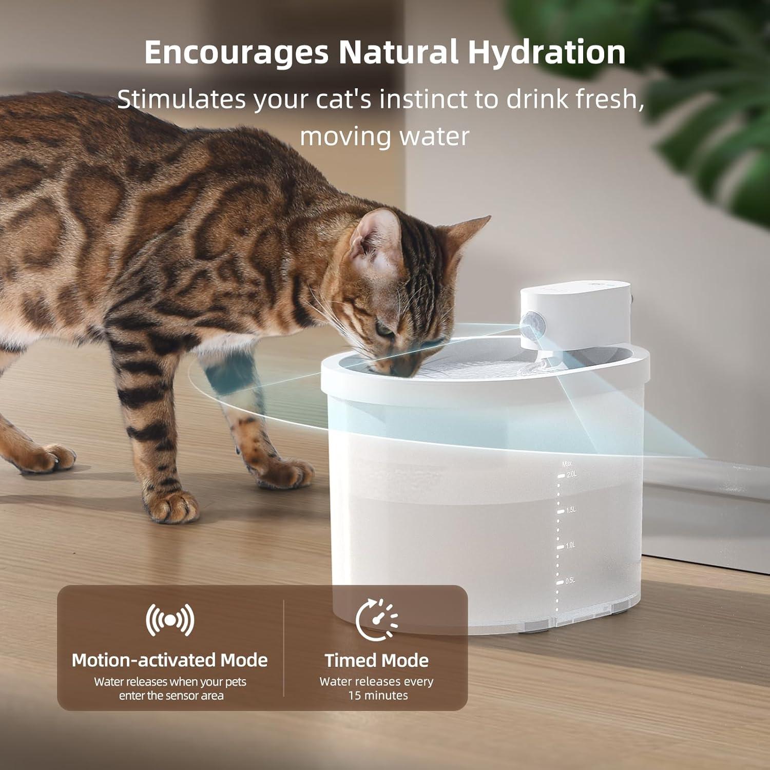 Fuente de Agua Inalámbrica para Gatos uahpet 2L con Filtro