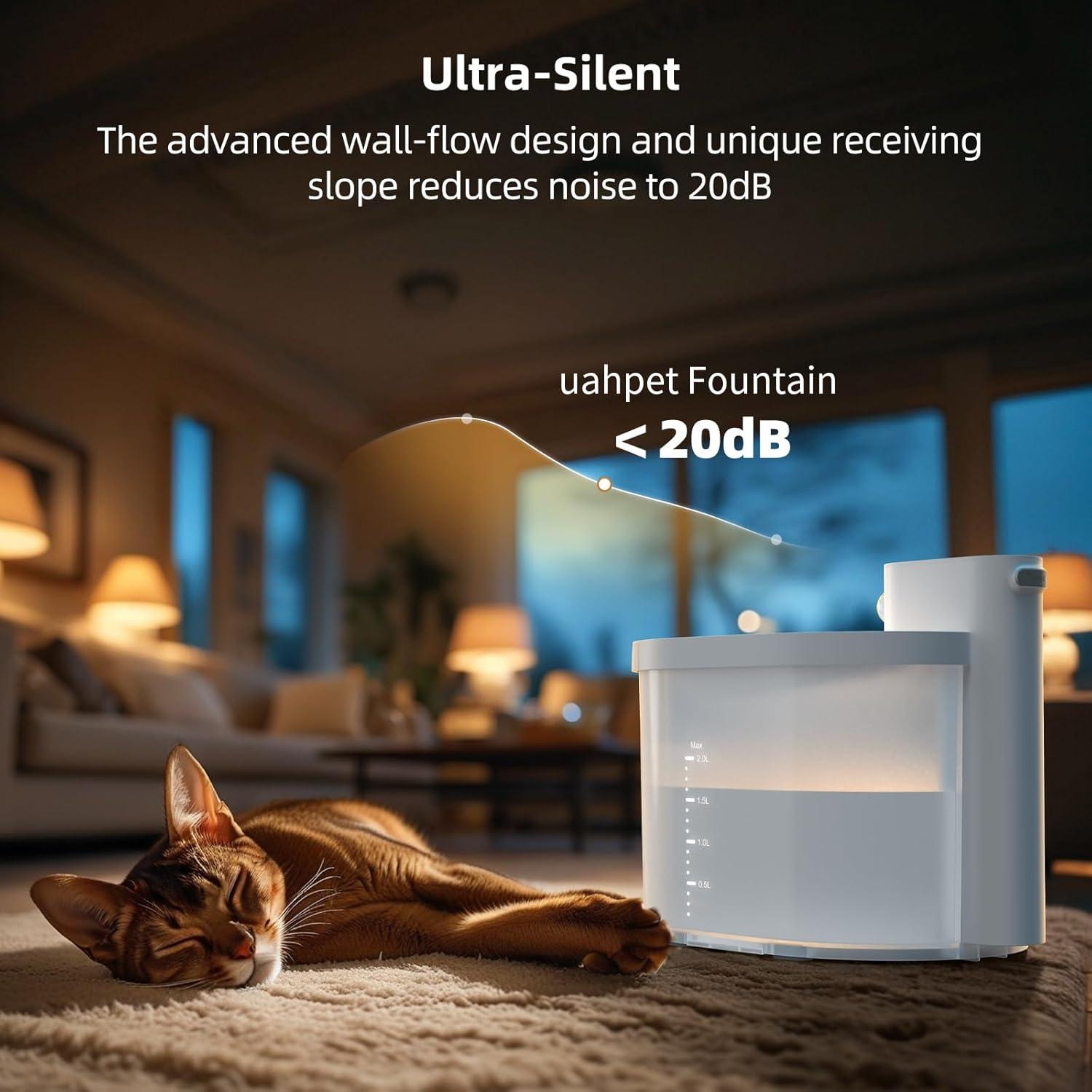 Fuente de Agua Inalámbrica para Gatos uahpet 2L con Filtro